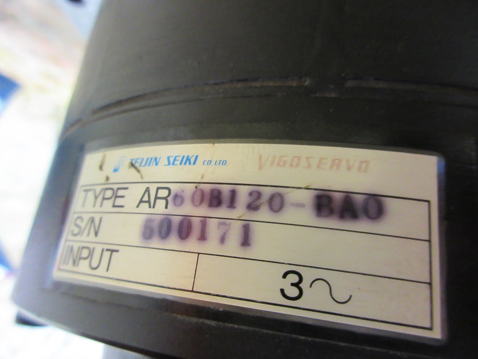 *SPECIAL PRICE* TEIJIN SEIKI VIGOSERVO MOTOR AR60B120-BA0 MITSUBISHI H-500 CNC