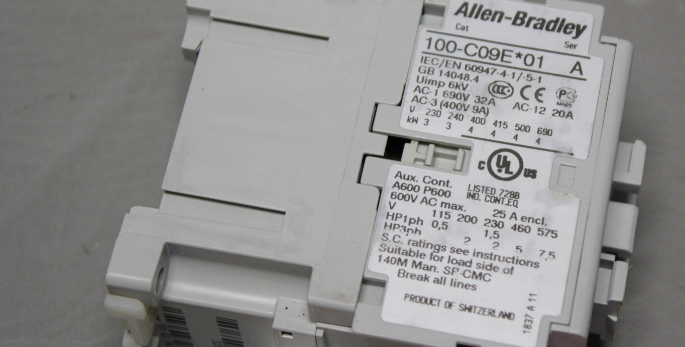 ALLEN BRADLEY C09 01 CONTACTOR 24VDC COIL 100-C09EJ01 SER. A