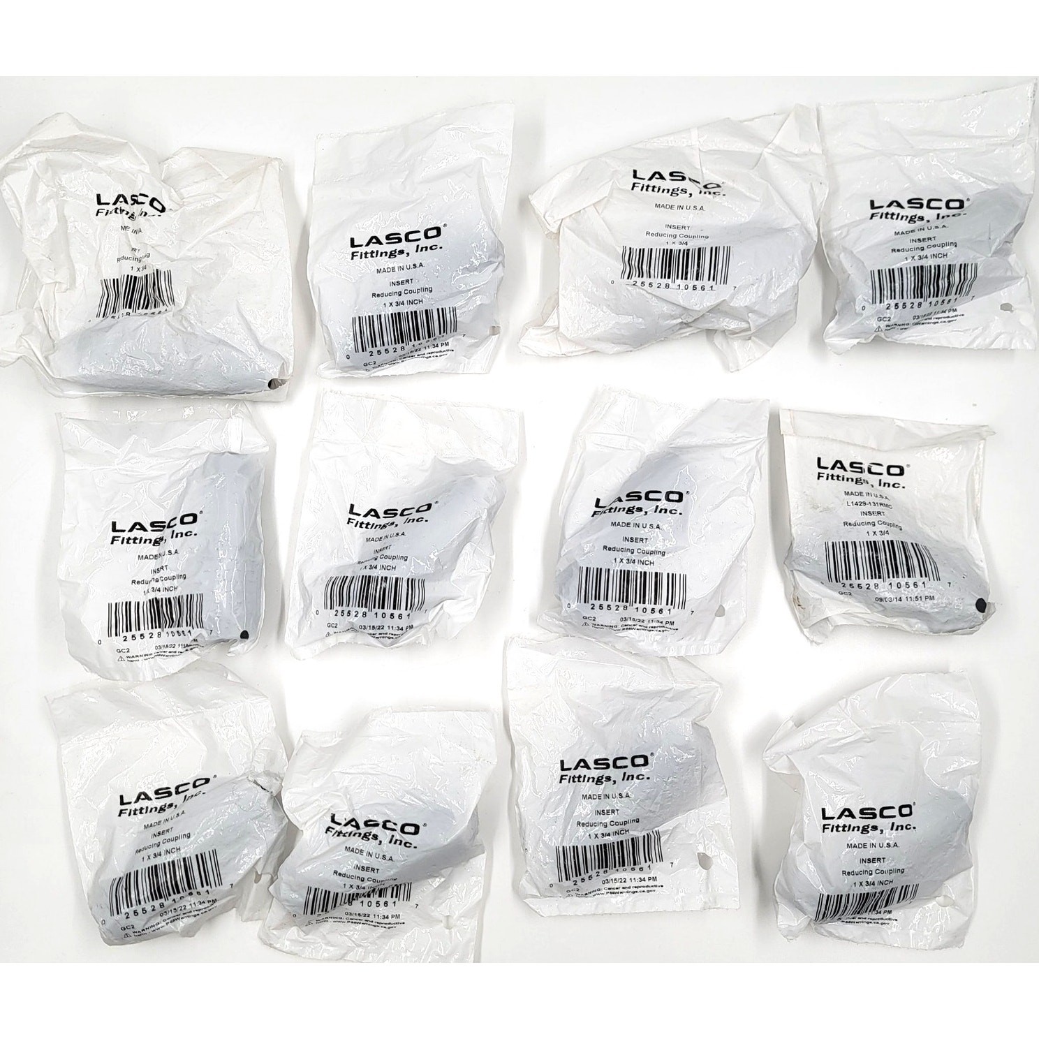 Lasco 1″ X 3/4″ PVC Coil Reducing Insert Water Pipe Coupling 22004 Lot of 12