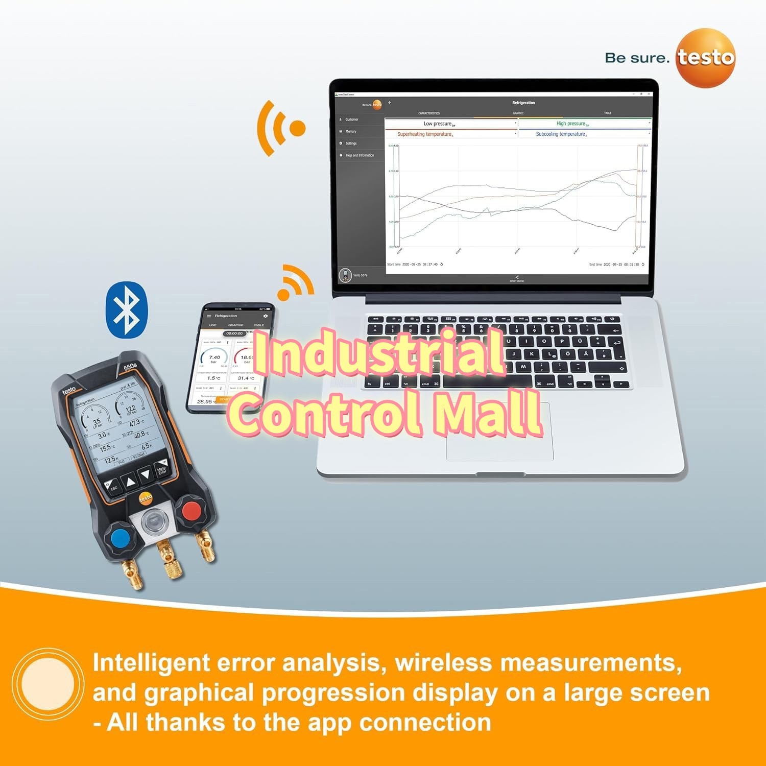 Testo 550s SMART KIT 2-Valve Digital Manifold/Wireless Temp Probe Free Shipping#
