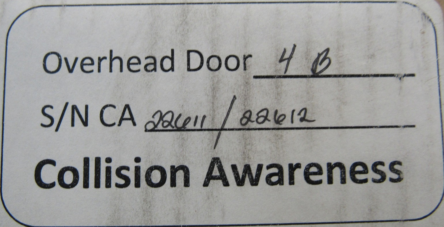 NEW COLLISION AWARENESS OVERHEAD DOOR 4B MOTION ACTIVATED ALERT SYSTEM