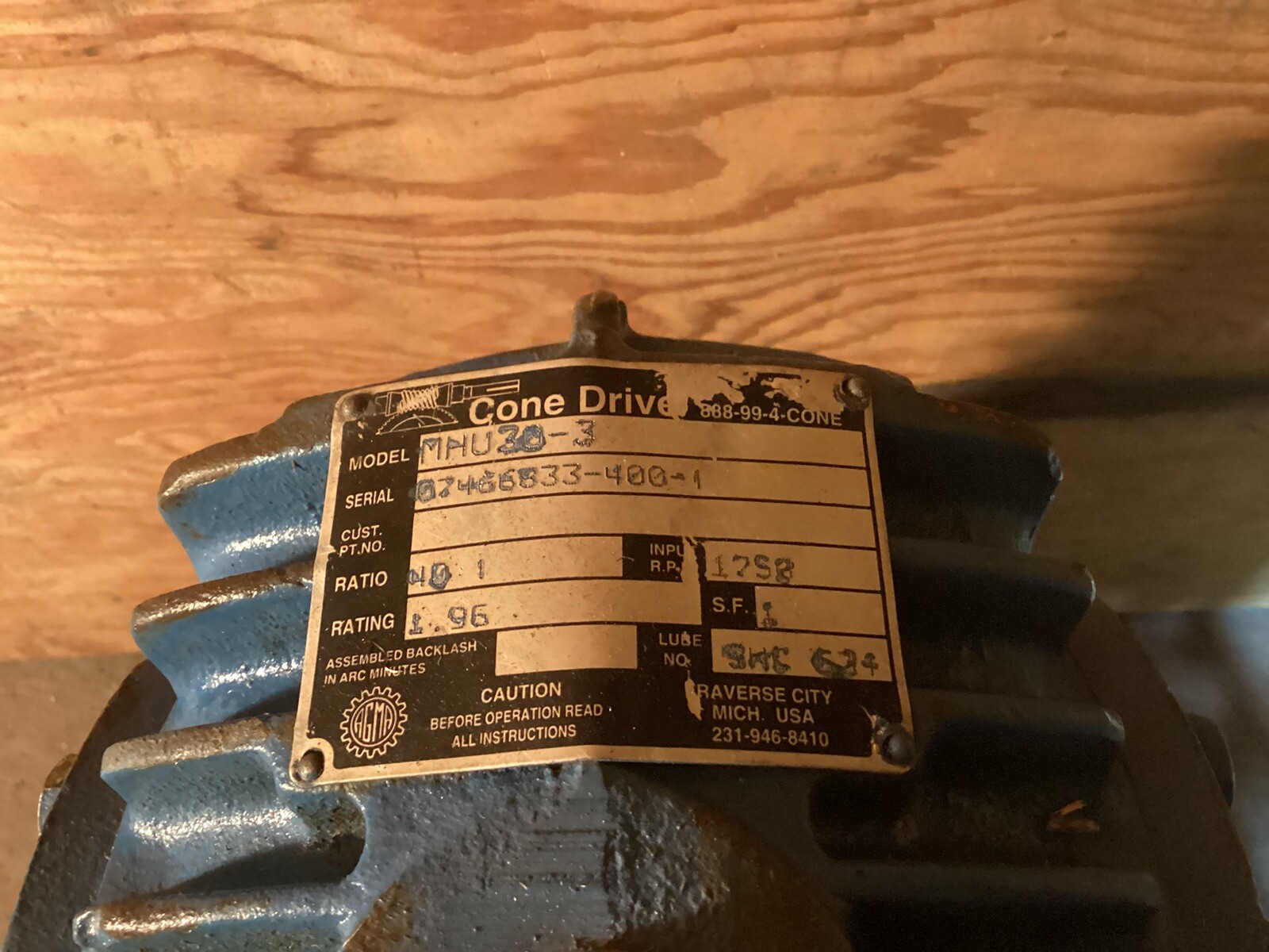 Cone Drive….MHU30-3….40:1 Ratio…Gear Reducer…NOS