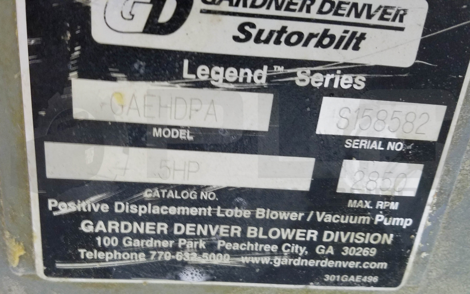 SUTORBILT GAEHDPA BLOWER 5HP w/ US MOTOR 7.5HP 3PH 1735 RPM FR: 213T PLATFORM