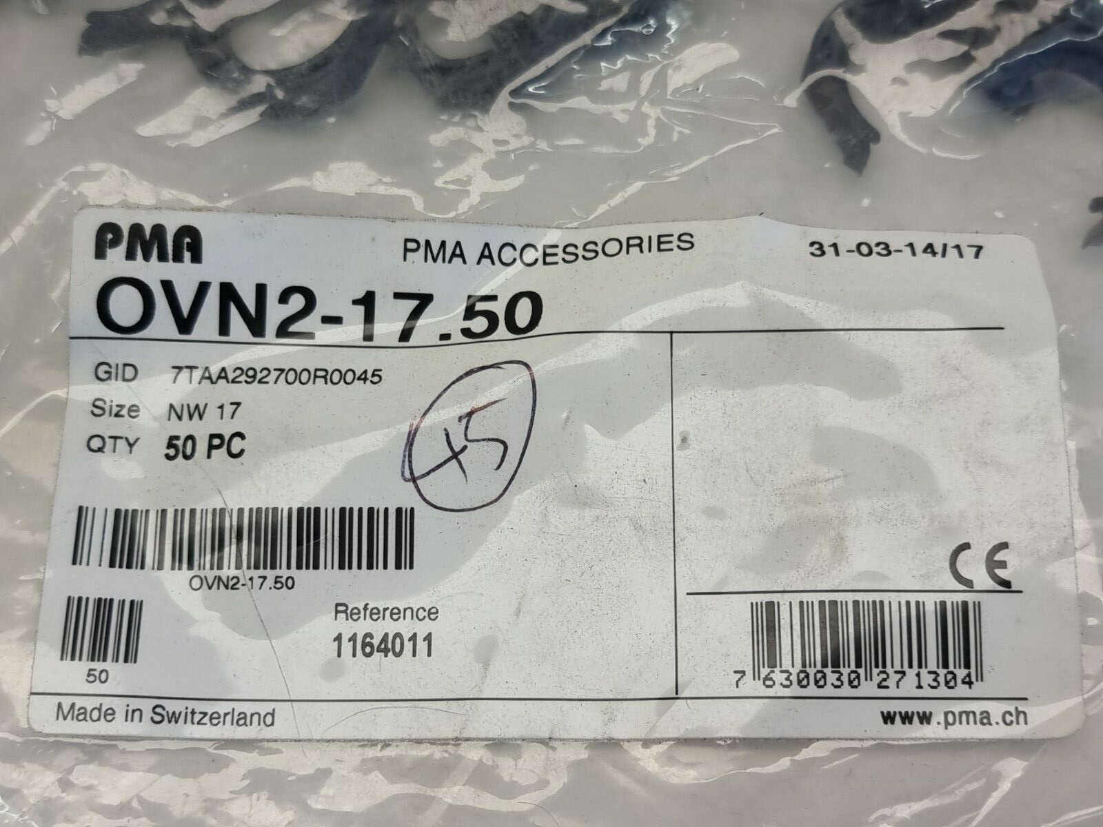 PMA OVN2-17.50 NW17 Locking Clip Pack of 45