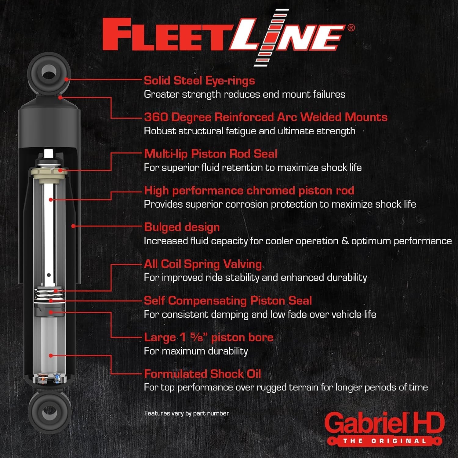 Heavy Duty Shock Absorbers for Ford, Sterling, Wabash, International, Trailers