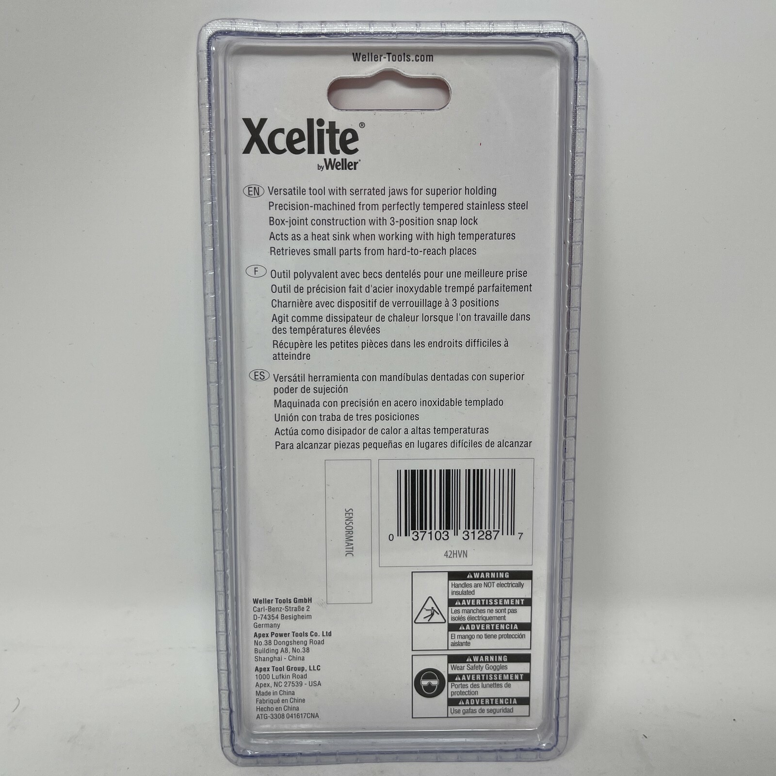 Xcelite by Weller 5-1/2 Inch Straight Nose Seizer Forceps w Serrated Jaws 42HVN