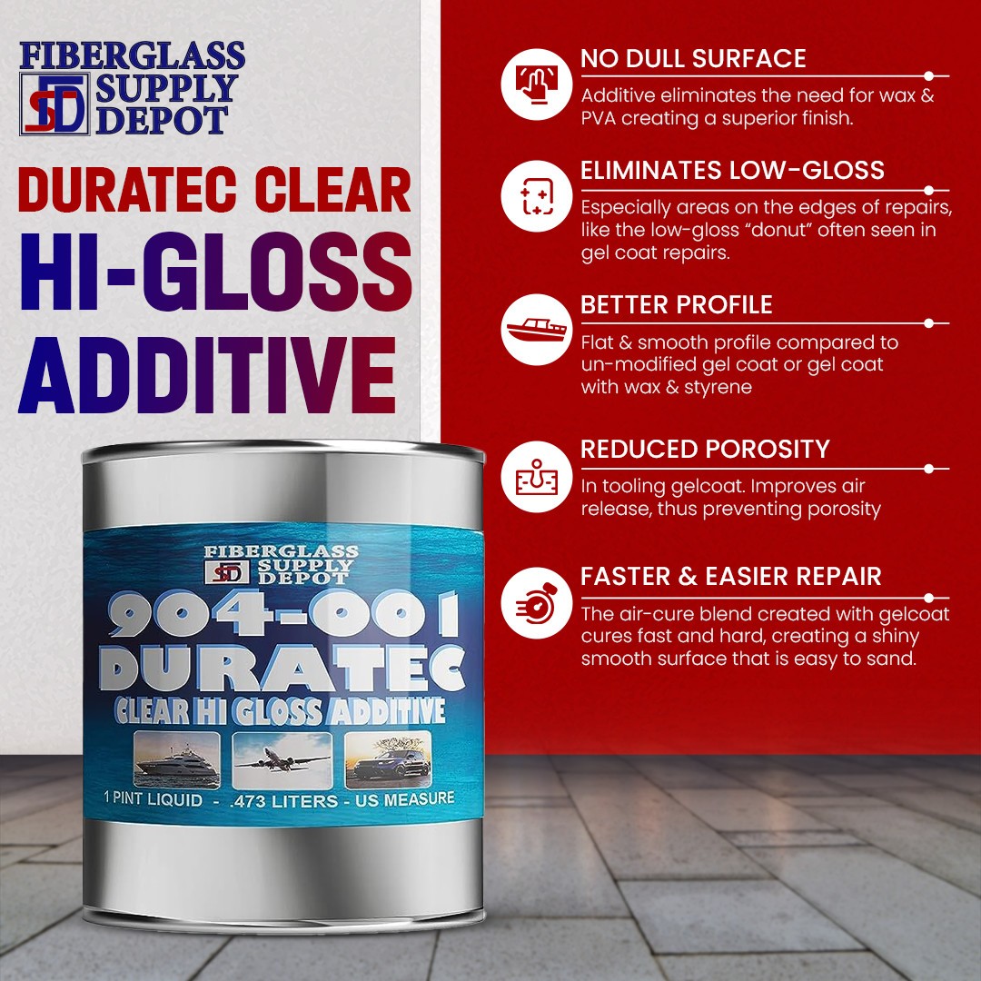 904-001 Duratec Clear Hi-Gloss Additive For Gelcoat 1 Pint Can