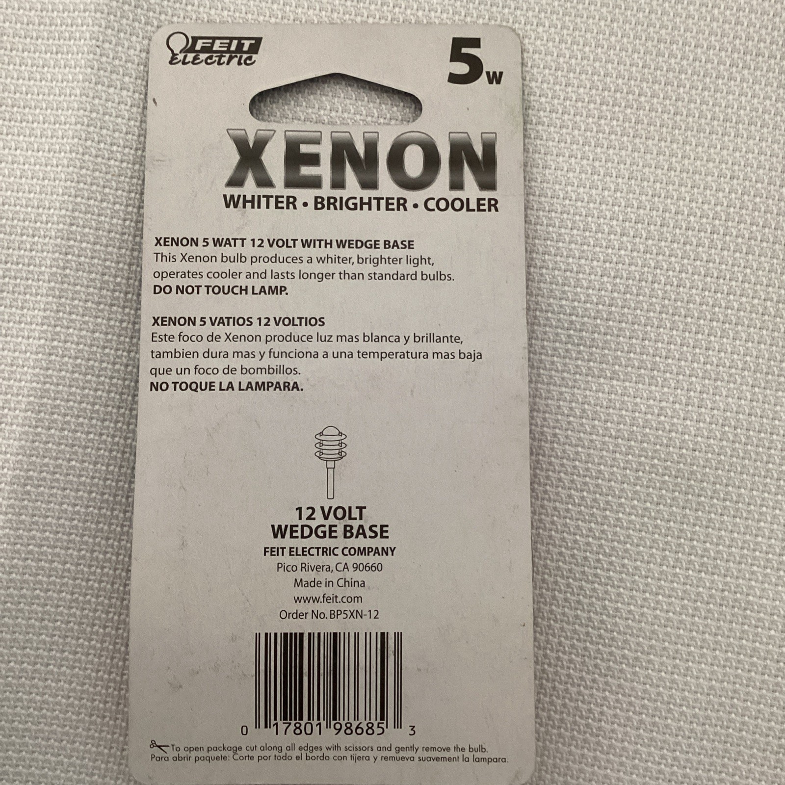 Feit Electric Xenon Whiter Brighter Cooler light Bulb,3000K 5W 12V (Just One)