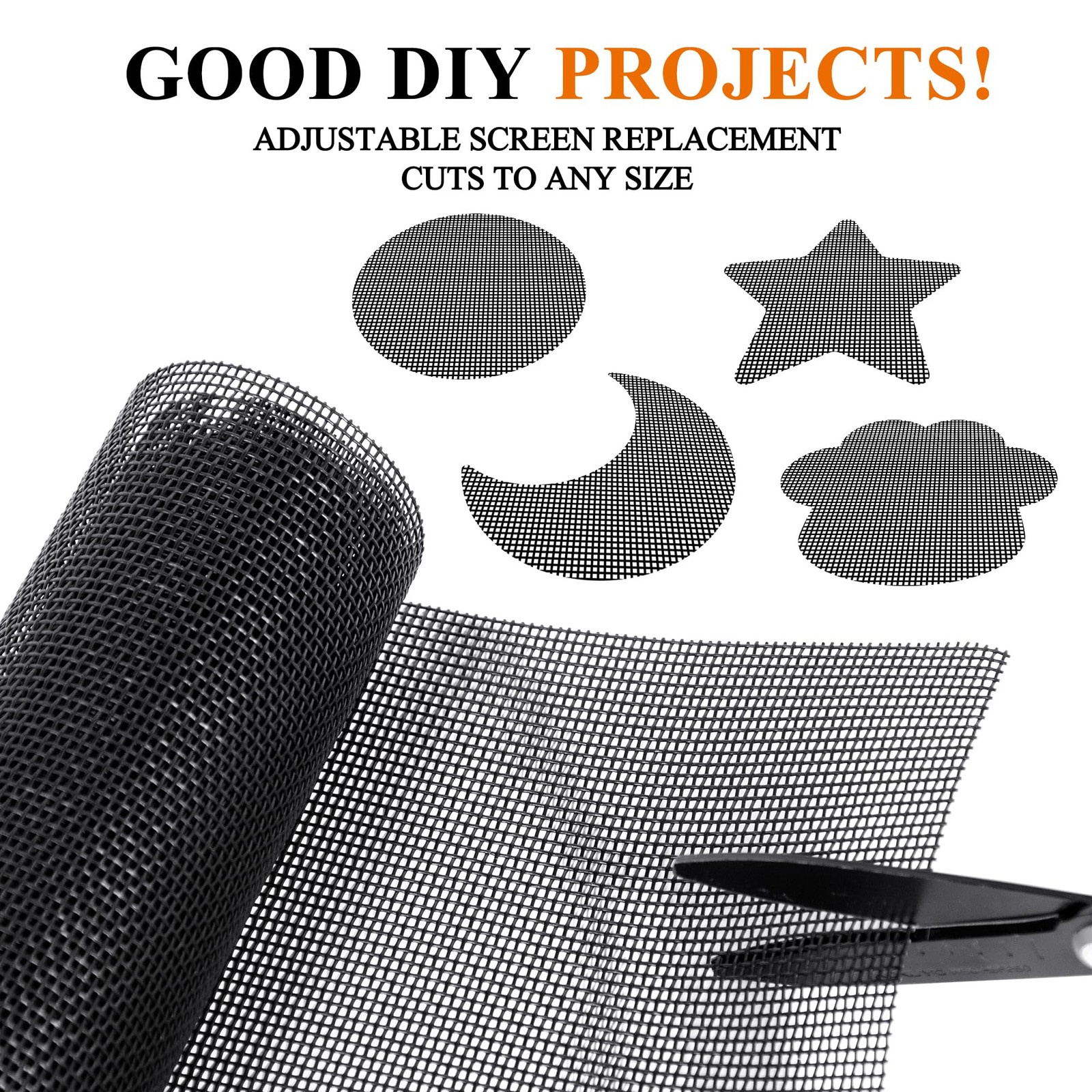 MAGZO Pet Proof Window&Door Screen Replacement Mesh, 60″ W 60″W x 96″L, Black