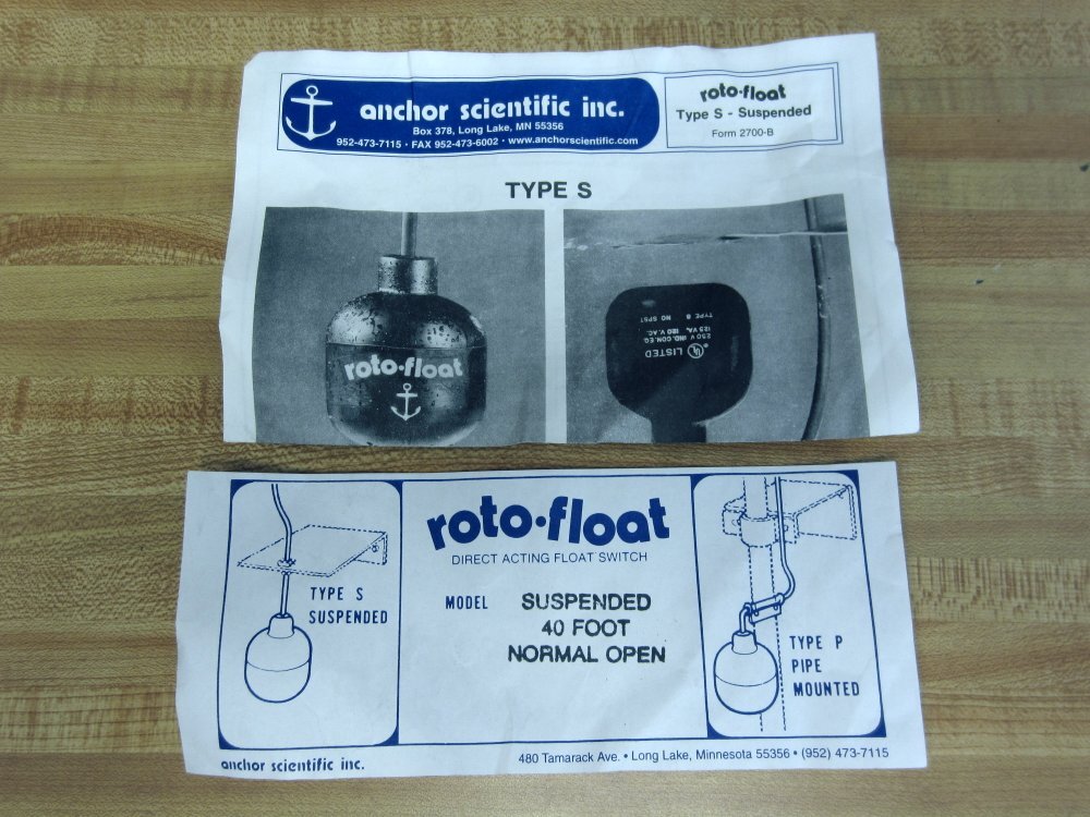 Anchor Scientific S40NO Float Switch S40N0