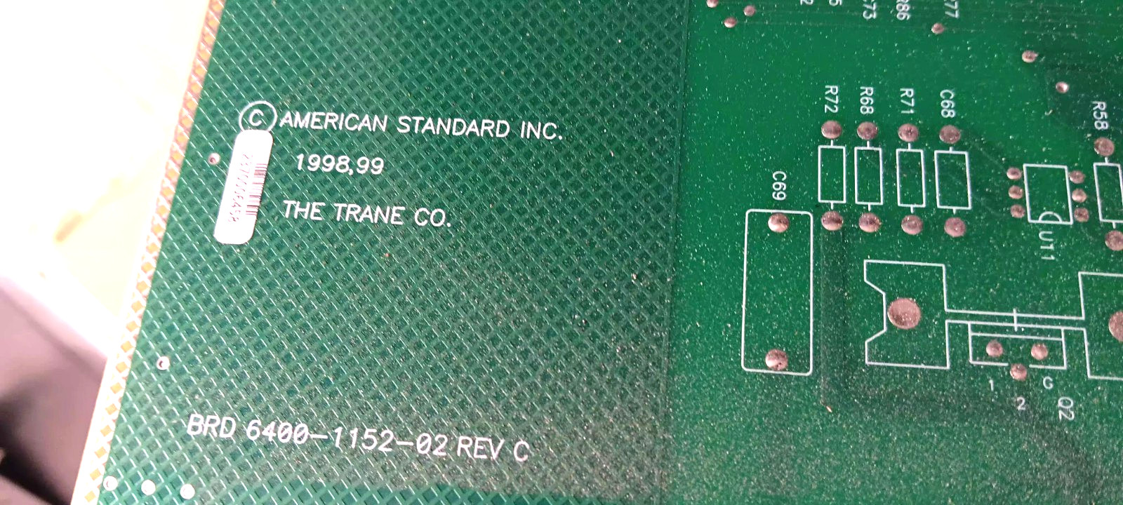 TRANE X13651064040F w/ Assy 6400-1153-03 Rev. G CHILLER MODULE CONTROL BOARD
