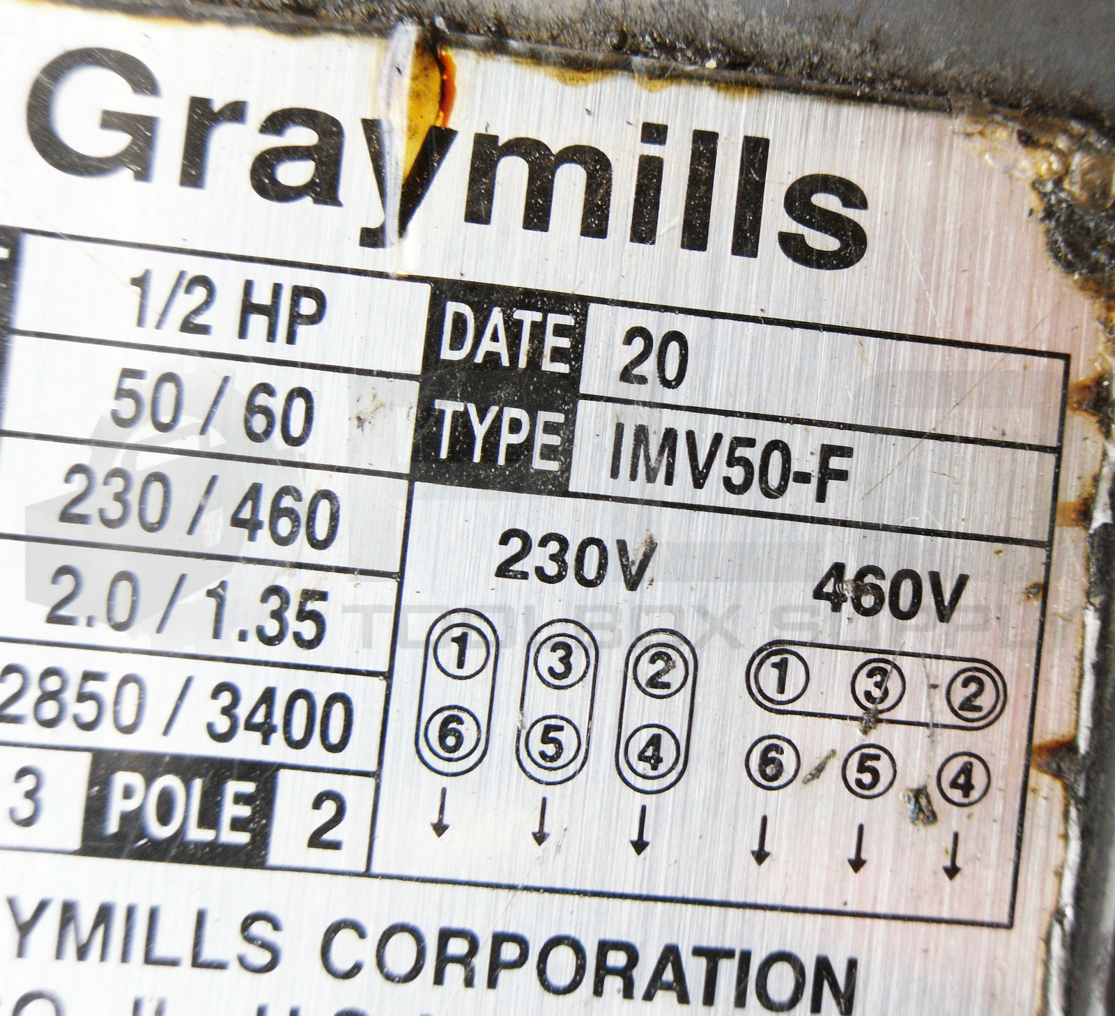 GRAYMILLS IMV50-F IMMERSION COOLENT PUMP OUTPUT 1/2HP 230/460V 2.0/1.35AMP