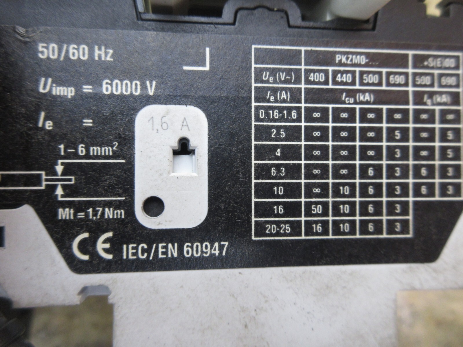 KLOCKNER MOELLER LOT OF CONTACTORS MV DIL M DIL00M-01 50/60HZ 6000V PKZM0-1.6