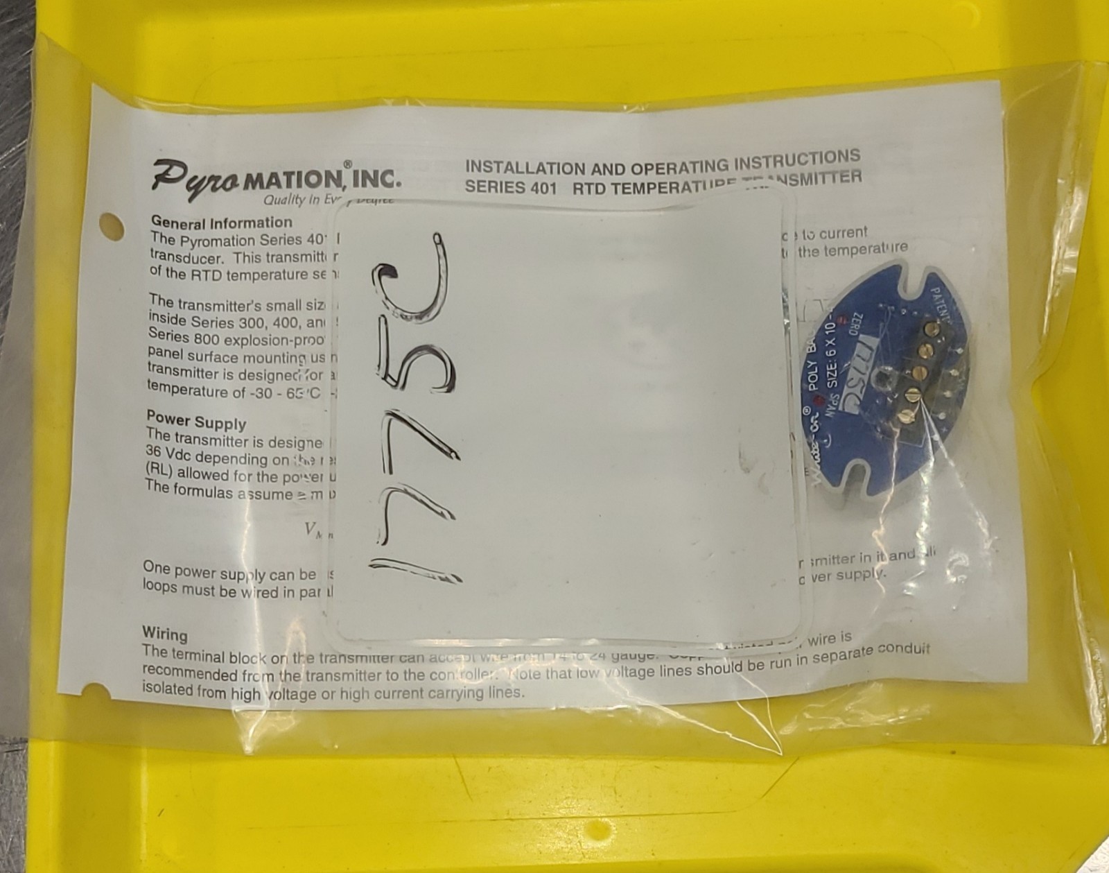 PyroMation 401-185-1775C-00 Temperature Transmitter