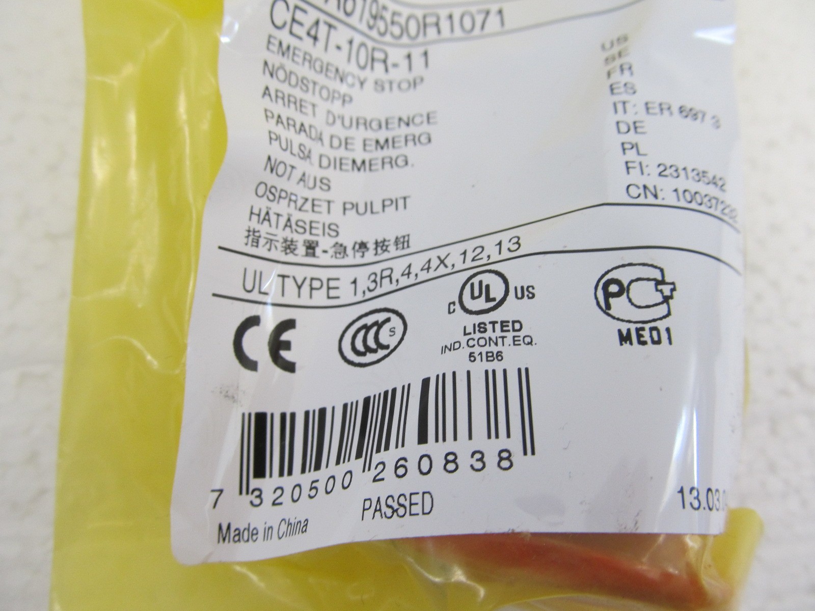 ABB 1SFA619550R1071 E-Stop Emergency Stop Button CE4T-10R-11 NEW SEALED