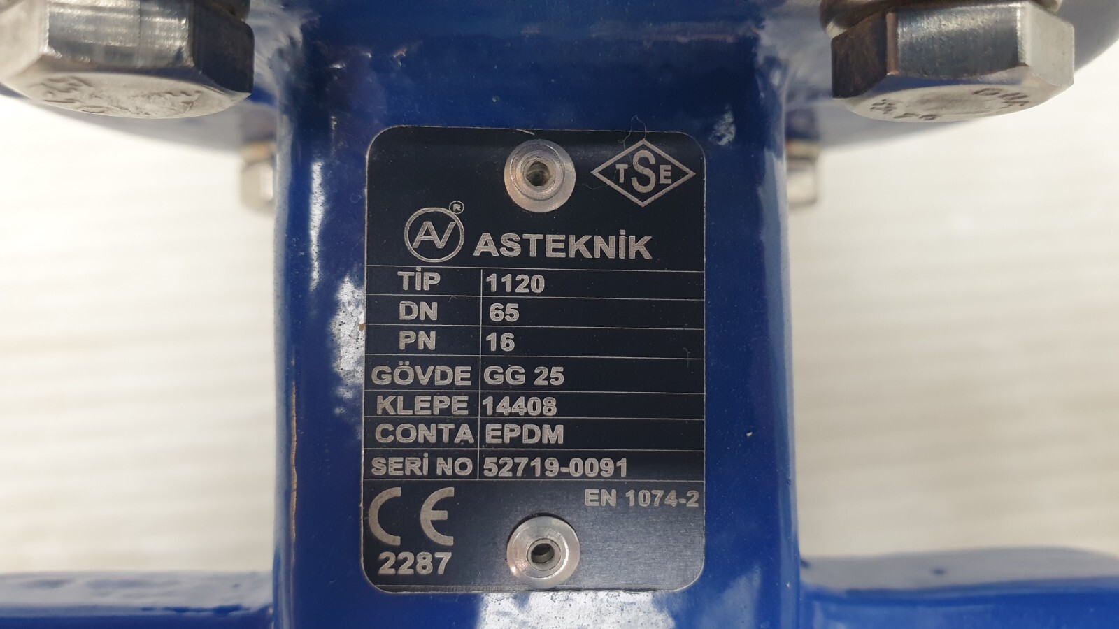 TORK PNEUMATIC ACTUATOR RA060DA11050070 DOUBLE ACTING, W/ ASTEKNIK 1120