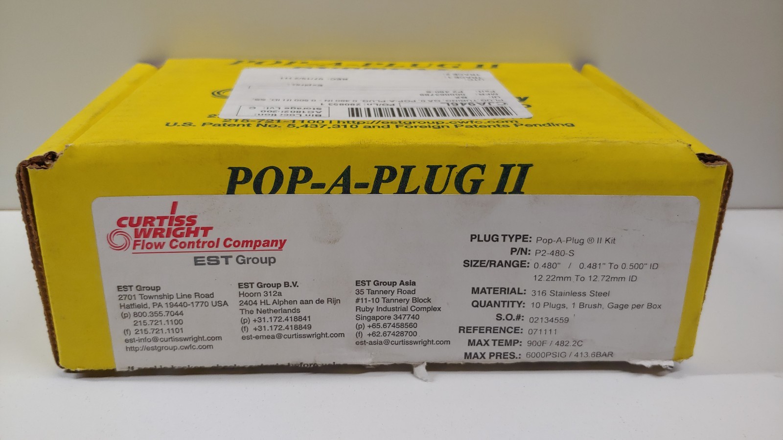 NEW IN BOX! CURTIS WRIGHT (10) POP-A-PLUG P2 KIT TUBE PLUGS P2-480-S