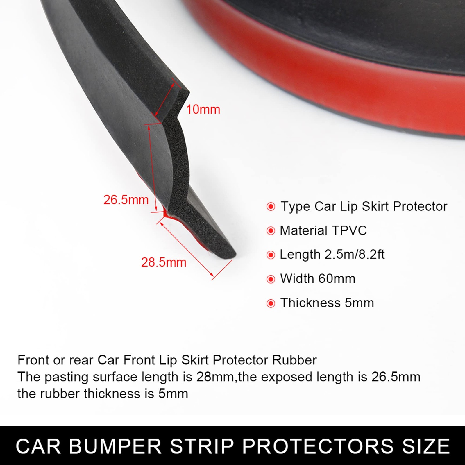 8.2FT Bumper Lip Stickers – 2.5M Car Front Bumper Lip Rubber Protectors – 60m…