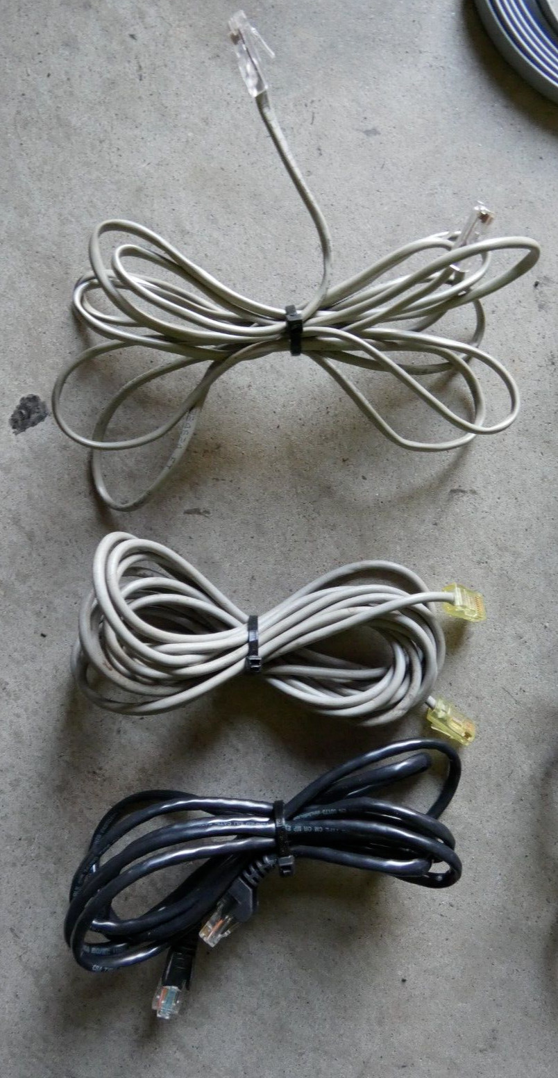 Lot of 7 Pieces – Used RJ45 Telephone Cables Varying in lengths of ~10′ – ~15′