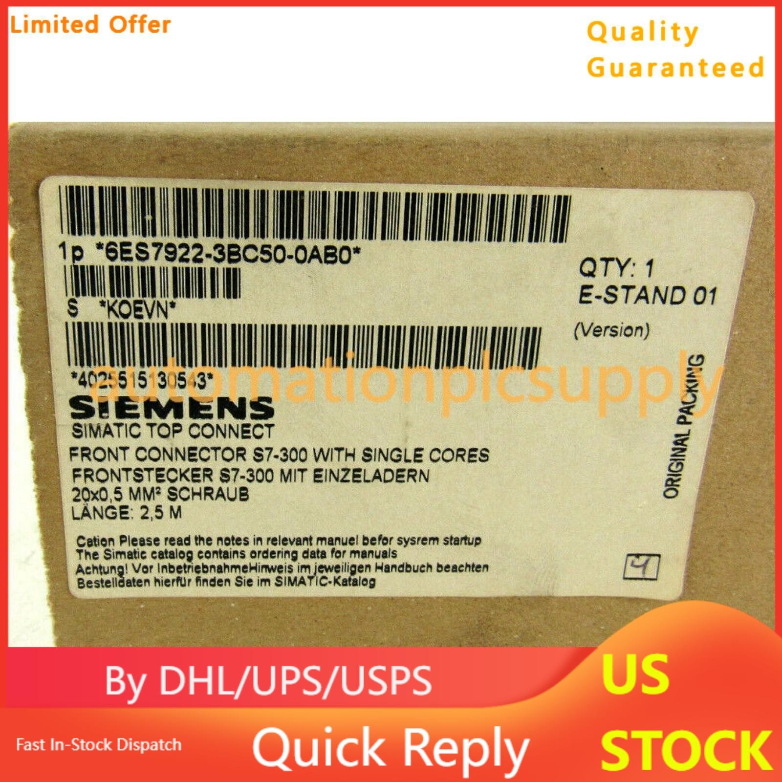 New Siemens Simatic S7 SITOP Connection 6ES7922-3BC50-0AB0 6ES79223BC500AB0