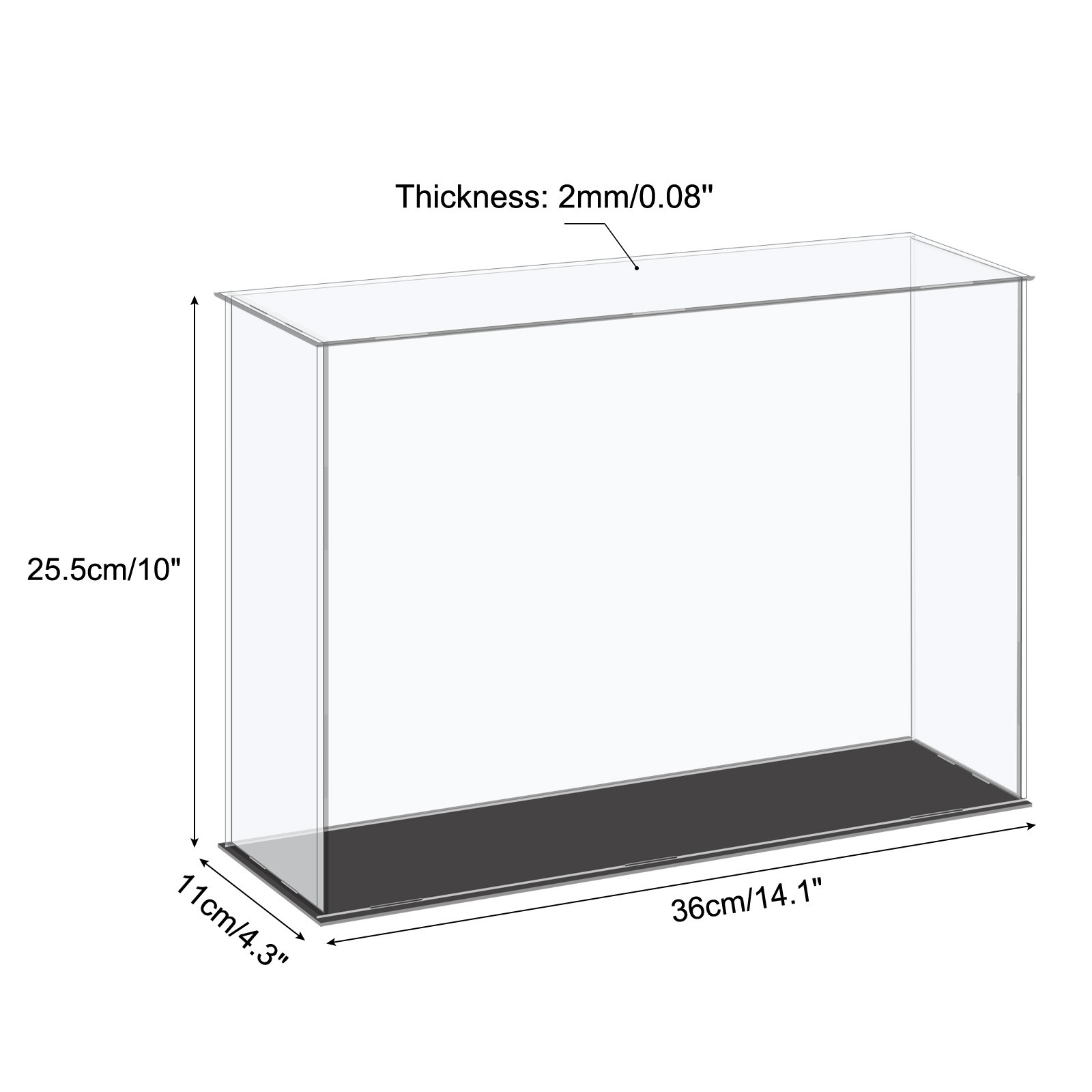 Acrylic Display Case Plastic Box Cube Storage Box Clear 36x11x25.5cm