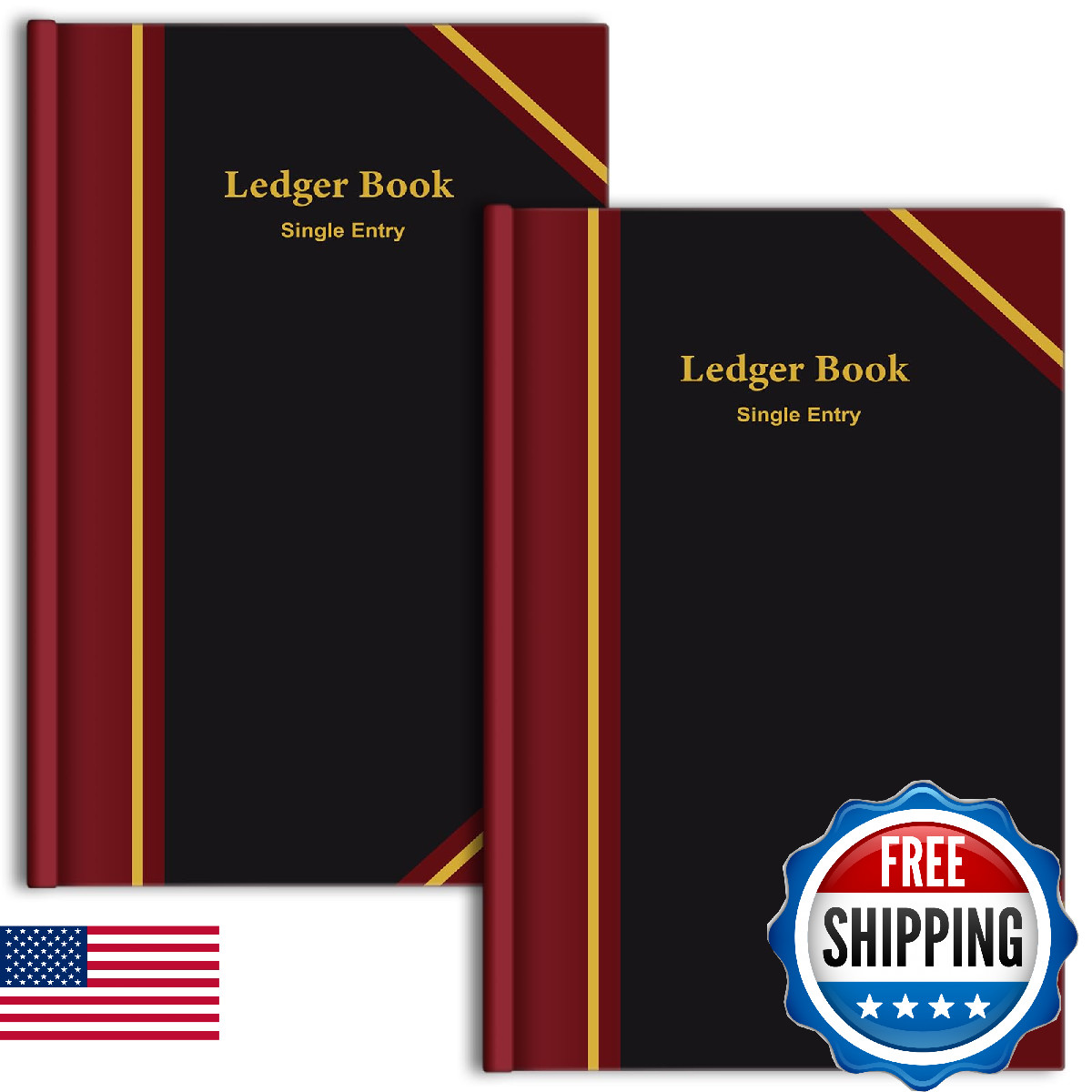 Jetec 2 Pcs Black Ledger Books for Bookkeeping 11.4 x 7.5 Inches Accounting Book