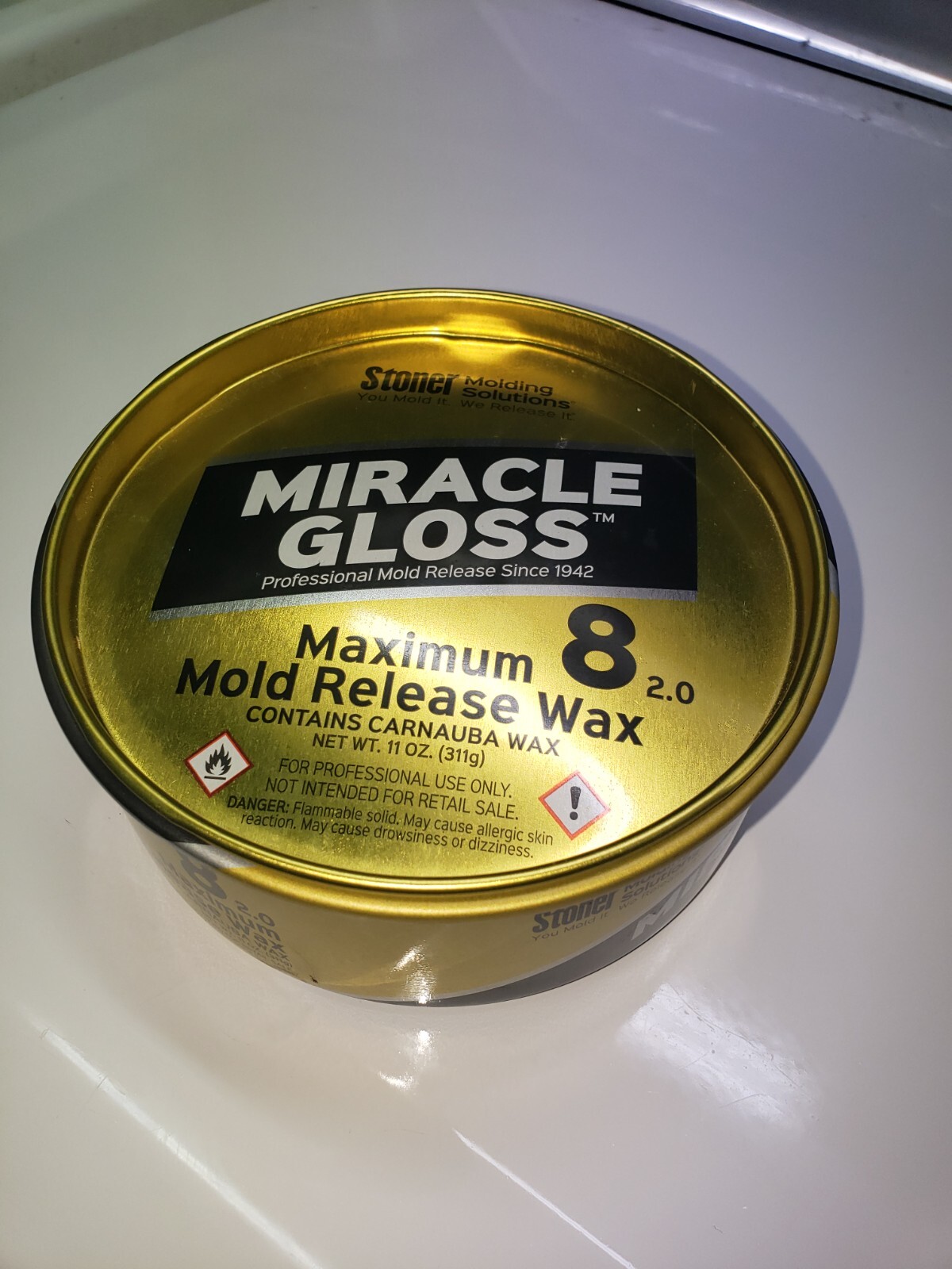 STONER WAX, FORMERLY MEGUIAR’S MIRROR GLAZE MAXIMUM 8 MOLD RELEASE WAX 11 oz.
