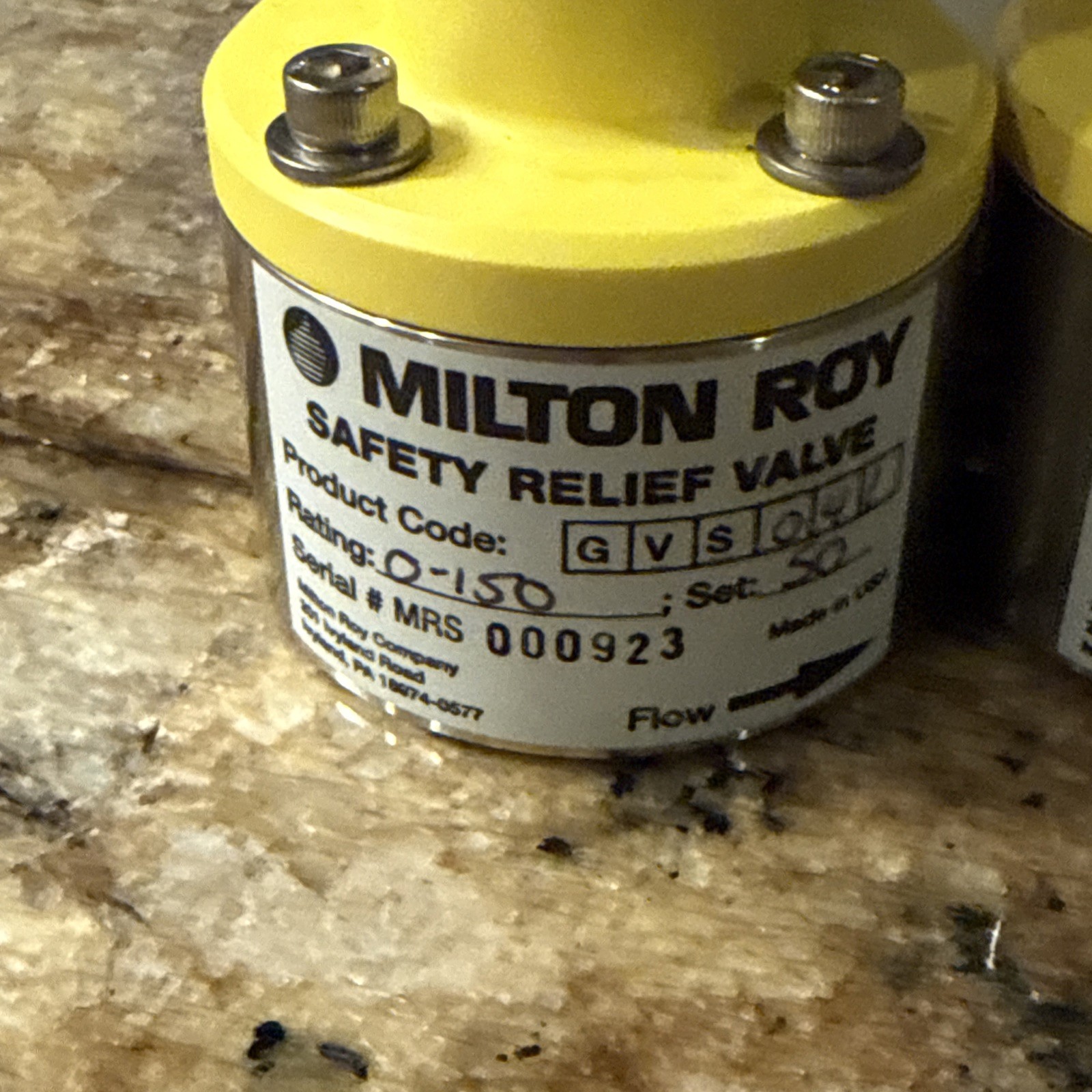 Milton Roy Safety Relief Valve GVS041. Rating 0-150 PSI 50PSI Set. Pair of 2