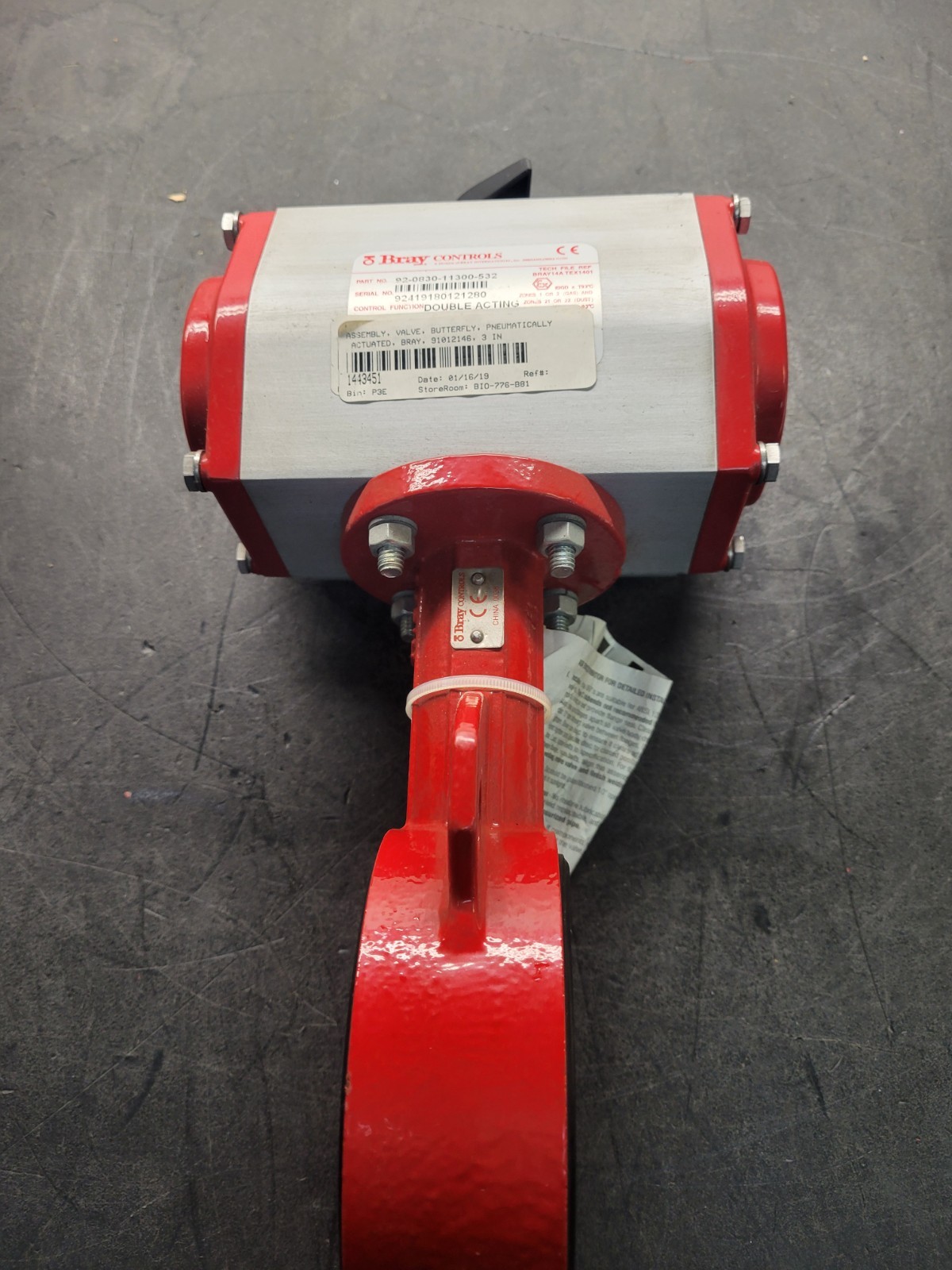 Bray Controls #92-0830-11300-532 Actuated Butterfly Valve.