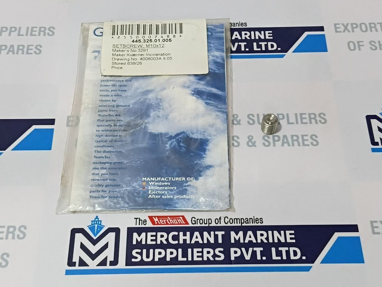TeamTec 3291 Set Screw M10x12 445.325.01.005 (Lot of 2 pcs)