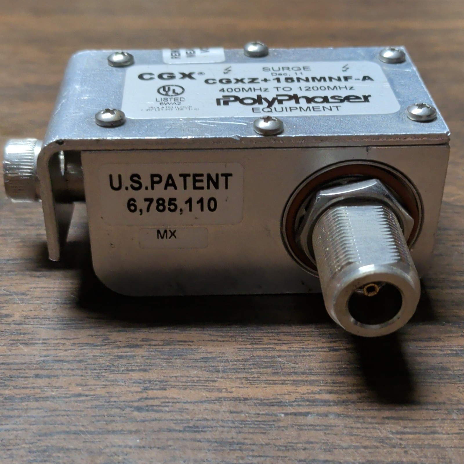 PolyPhaser CGXZ+15NMMF-A Inline N-Type Coax Surge Protector 400-1200MHz