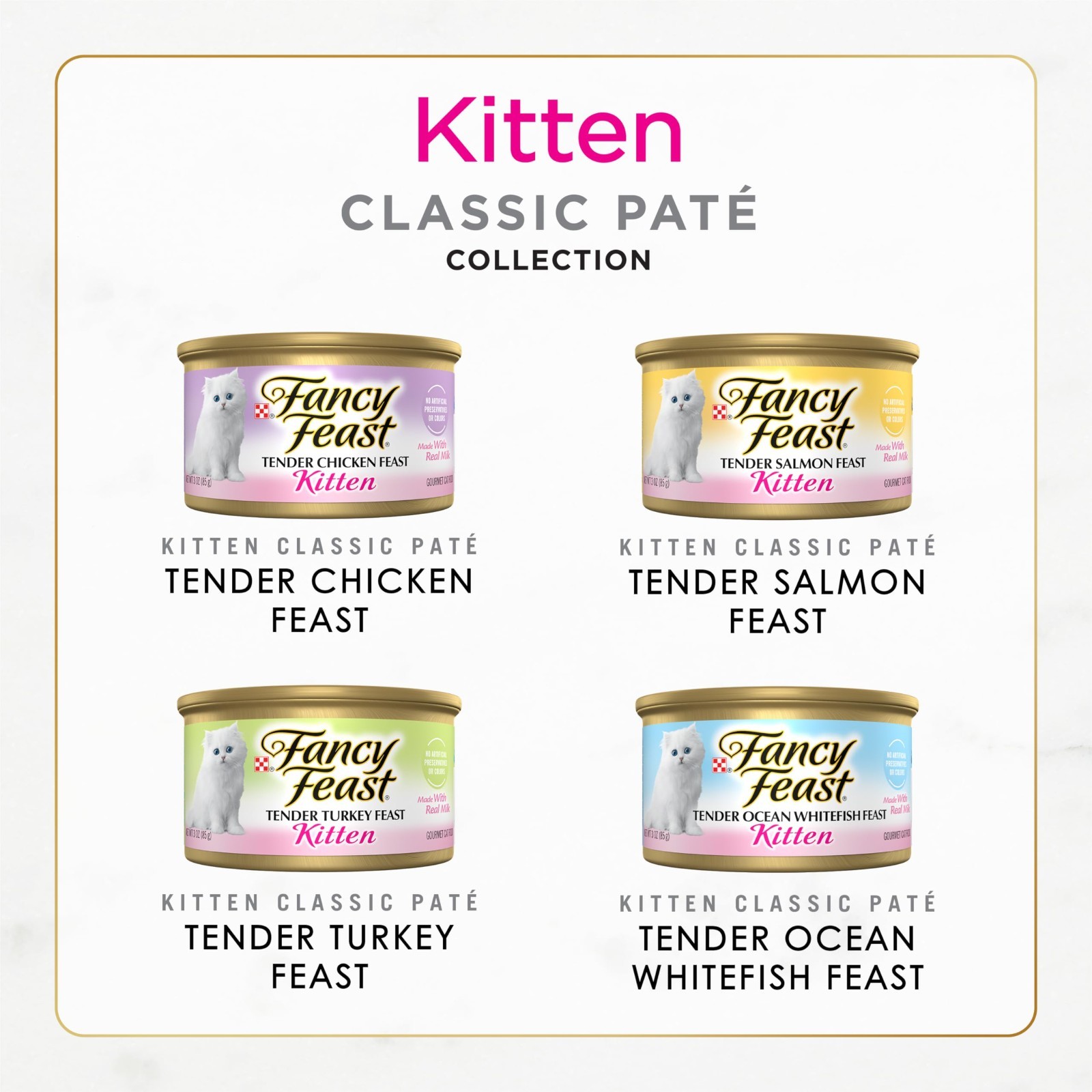 Fancy Feast Kitten Classic Pate Wet Cat Food – Variety Pack, 3 Oz 72 Count