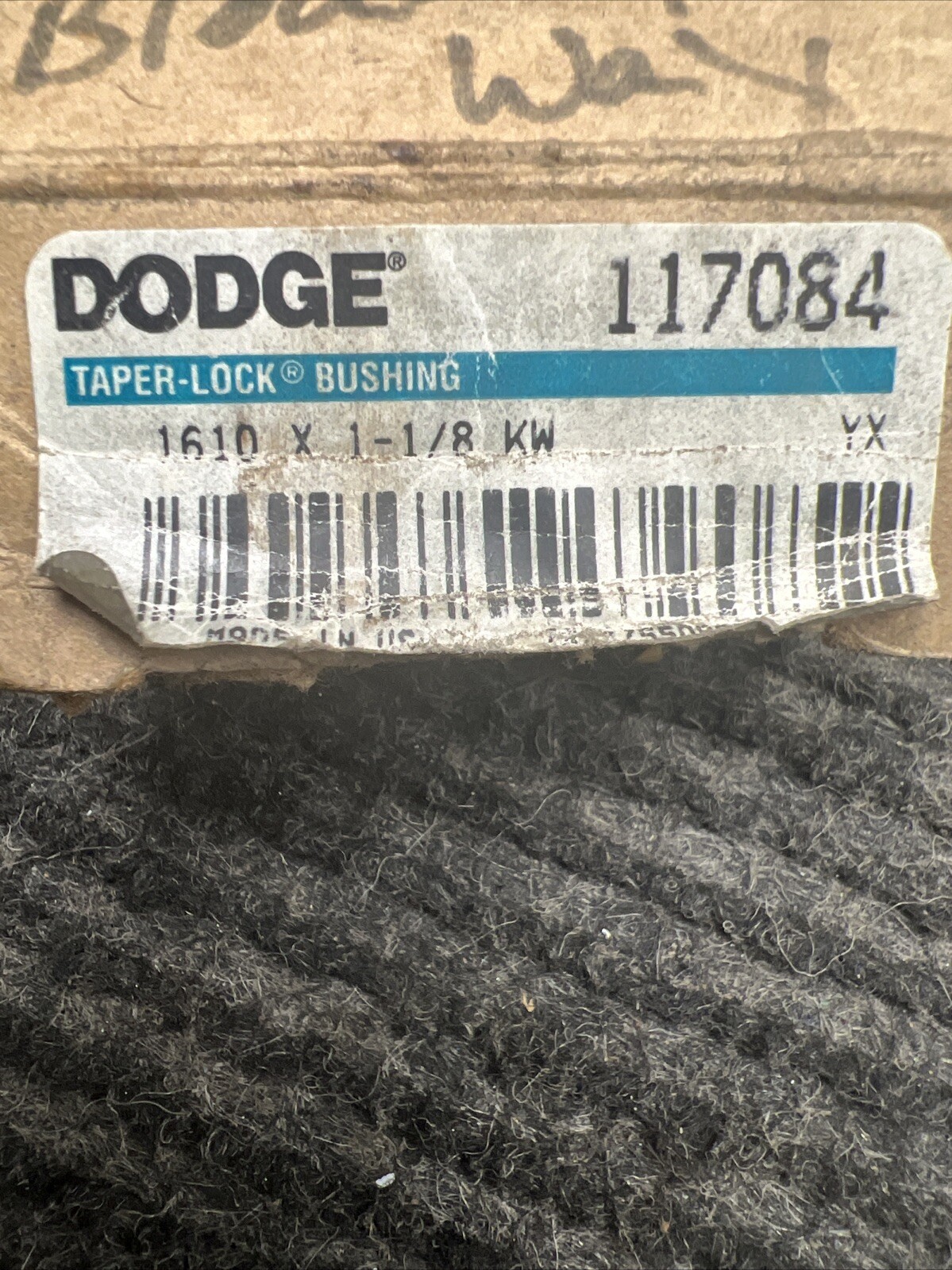 NOS BALDOR DODGE TAPER-LOCK BUSHING 1610 X 1-1/8 KW 117084 MISSING SCREWS