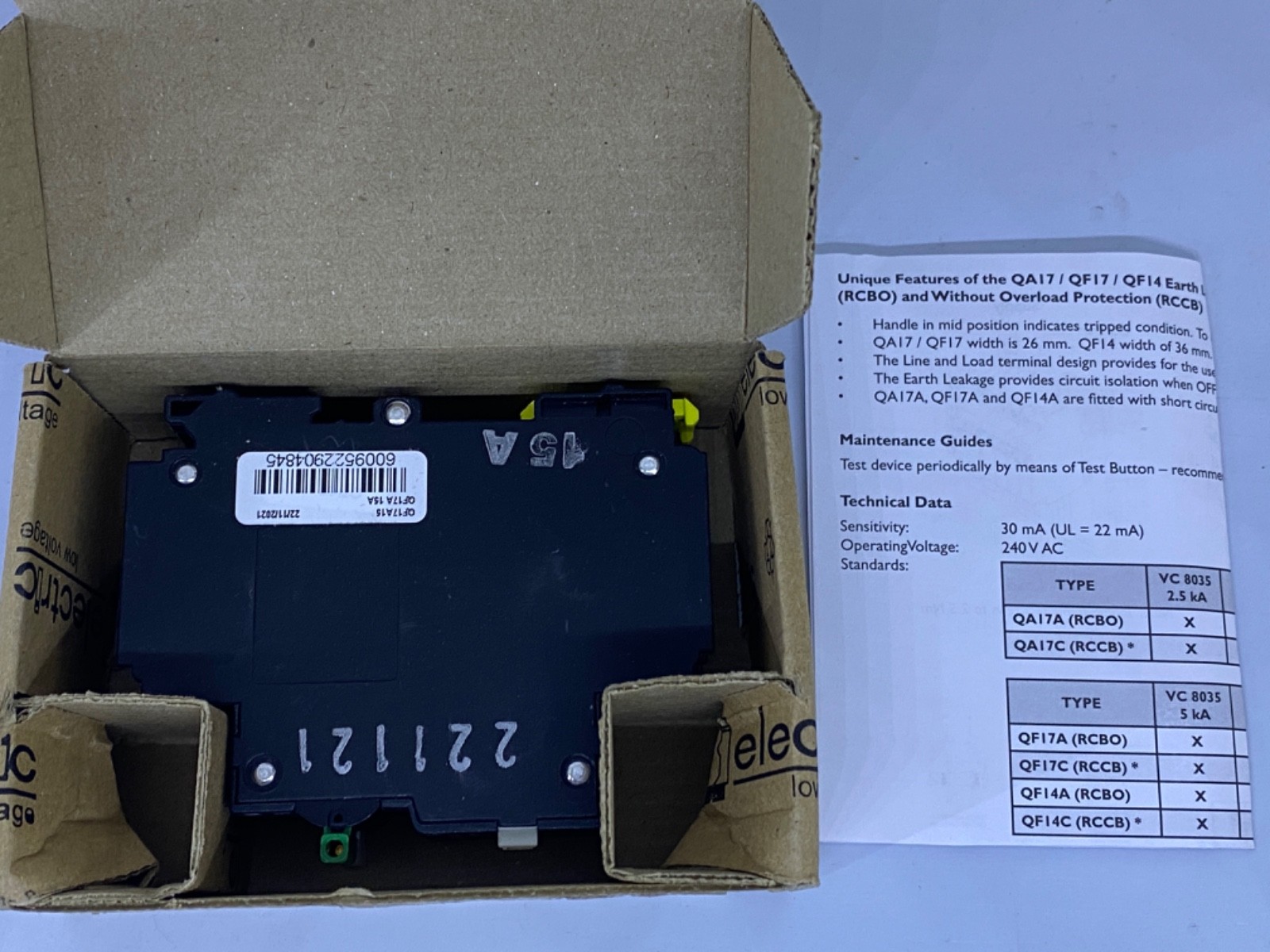 CBI C15A2P-GFI QF17A15 QF17A 15A 240VAC Ground Fault Breaker American Electric