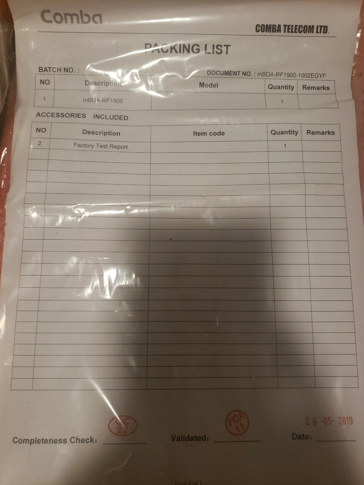 Comba mBDA RF Unit 1900MHz 2W 4.3-10 Connectors (MBDA-RF-19P33Q)