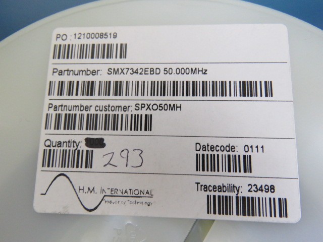 H.M.I SMX7342EBD50000MHZ Qty of 4 per Lot CRYS SMD 50.000 MHZ