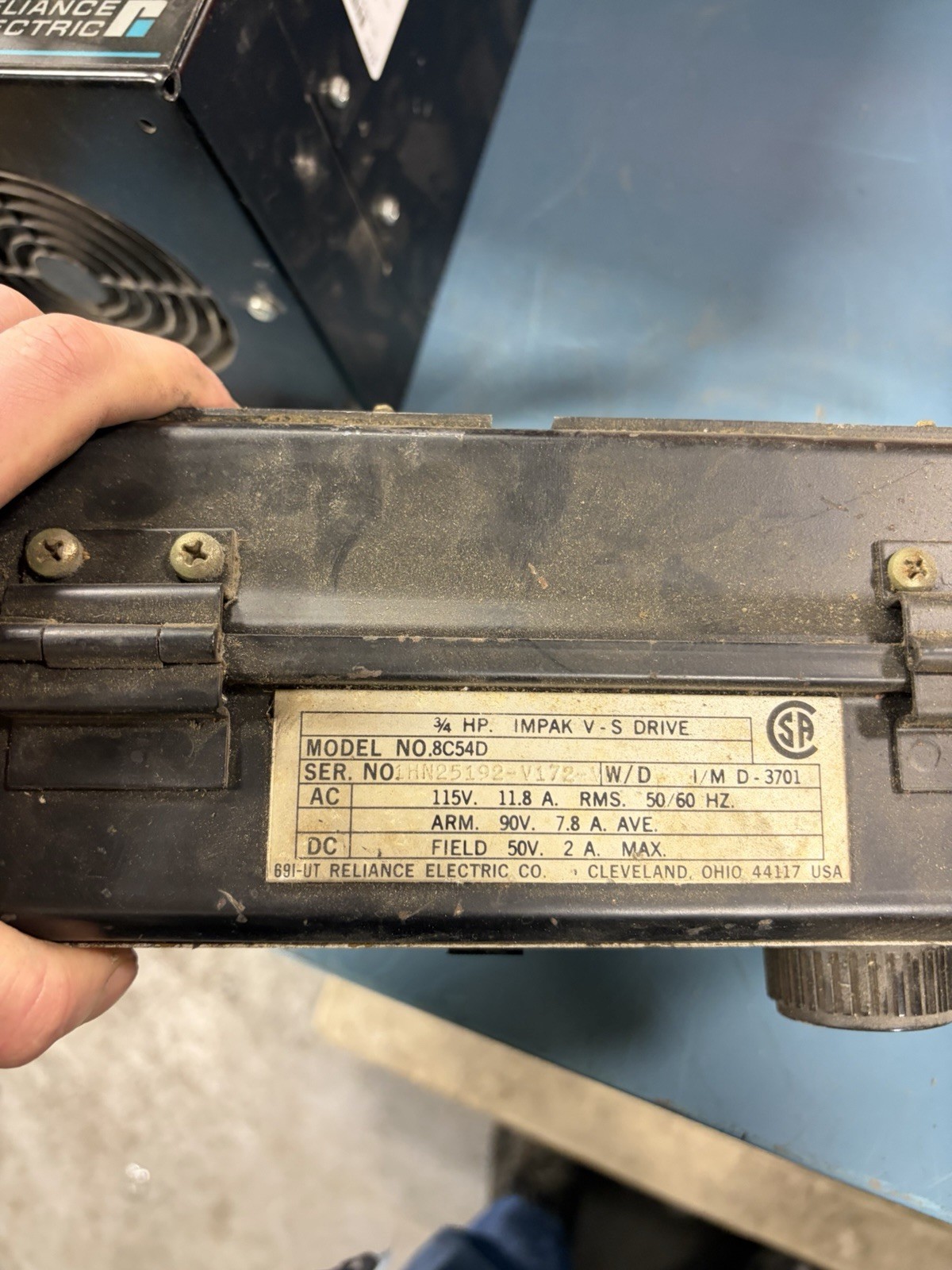 RELIANCE ELECTRIC 3/4 HP 115V IMPAK V-S DRIVE 8C54D USED