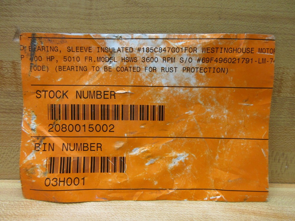 Westinghouse 185C847G01 Bearing Front Sleeve