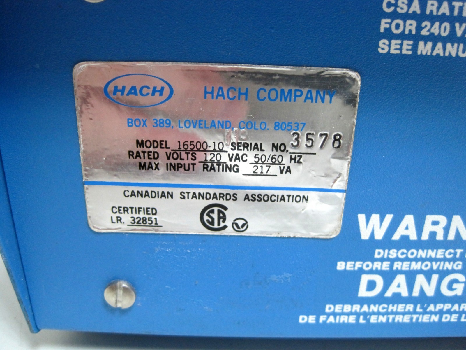 HACH Cod Reactor 16500-10 120 VAC 50/60Hz