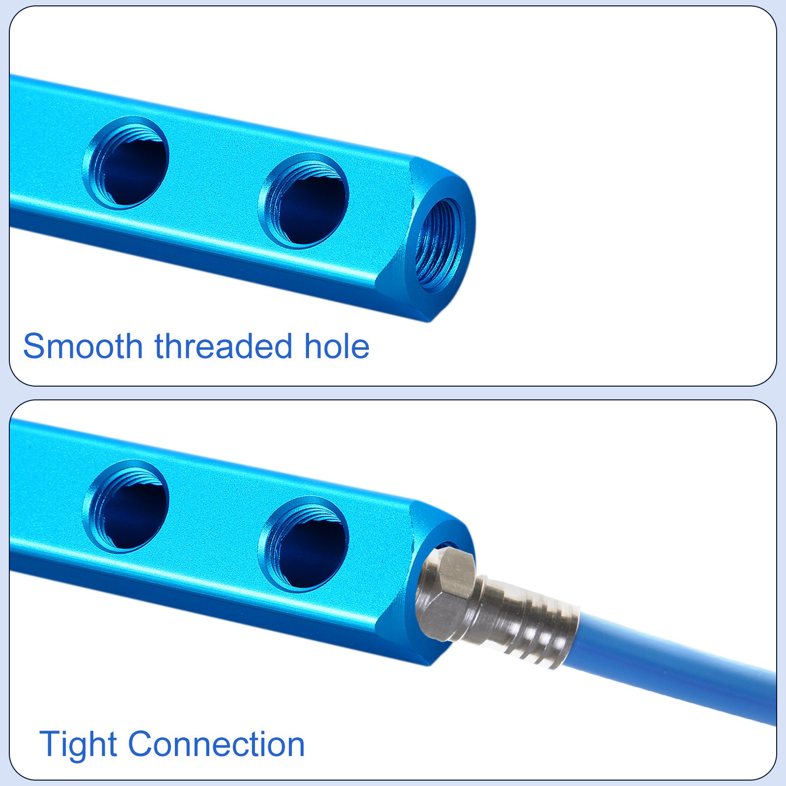 3 Way 6 Port PT 1/4″ Air Hose Inline Manifold Block Splitter, Blue