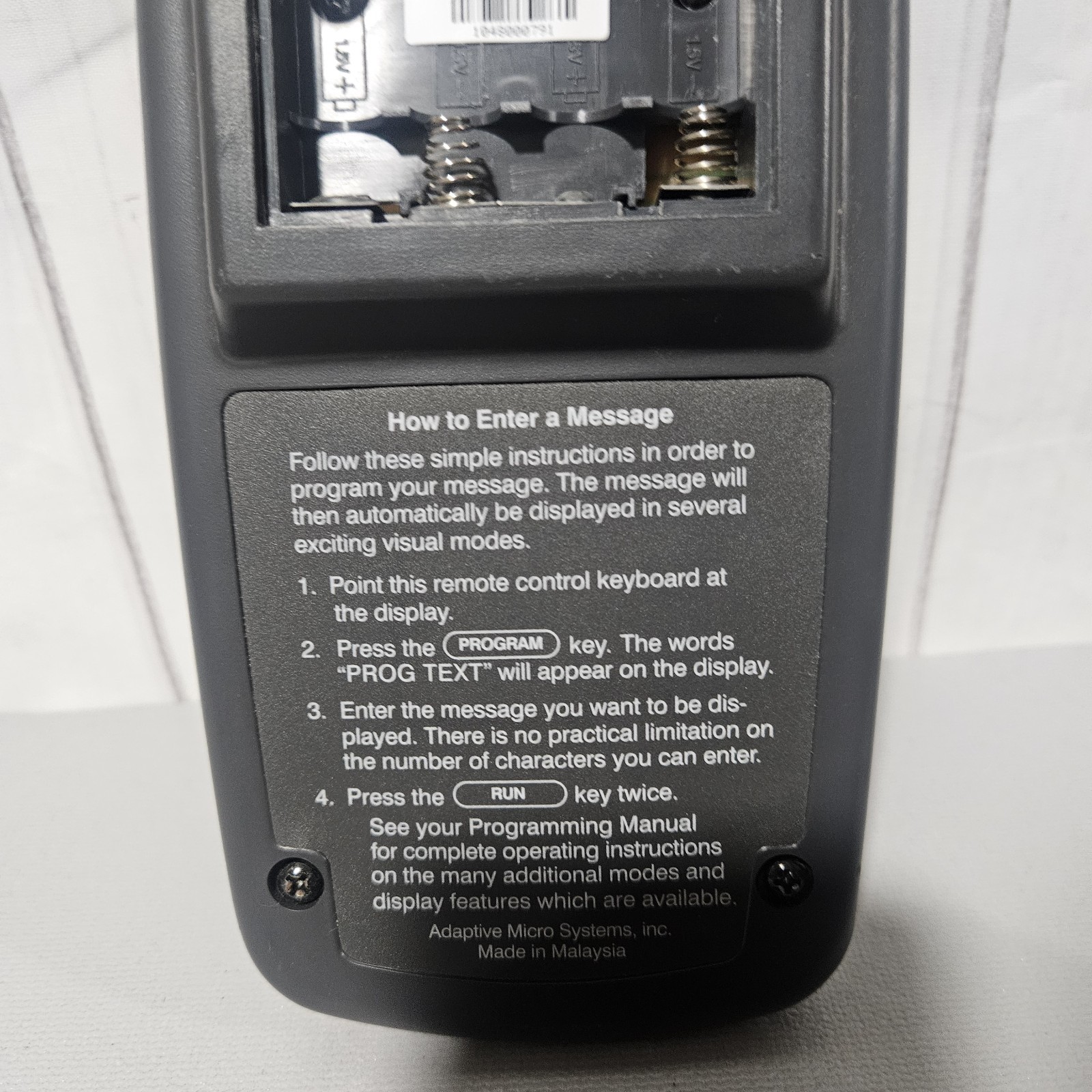 Adaptive Micro Systems 10721112CLF LED Sign Remote Control Keyboard