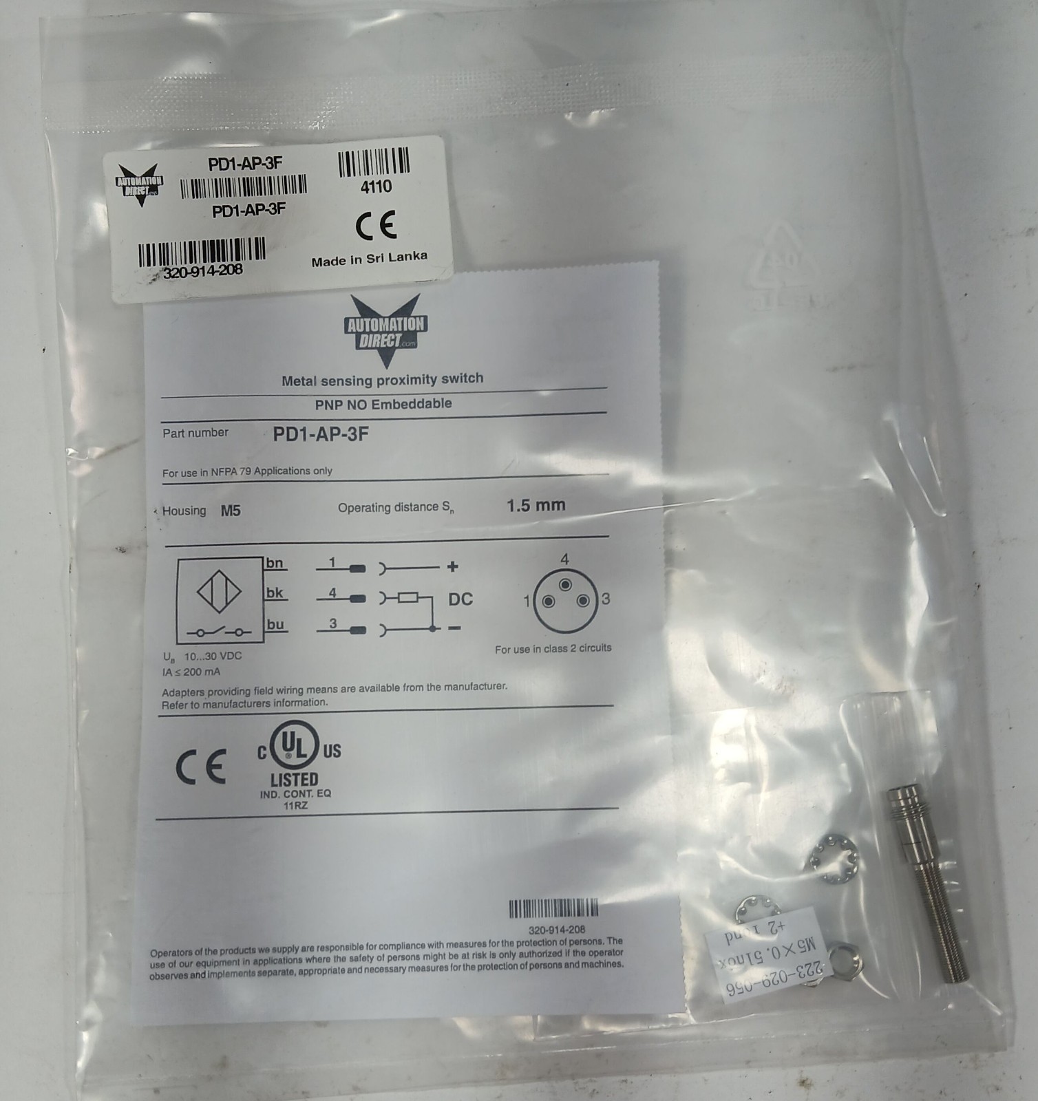 1 NEW AUTOMATION DIRECT PD1AP1F METAL SENSING PROXIMITY SWITCH NNB *MAKE OFFER*