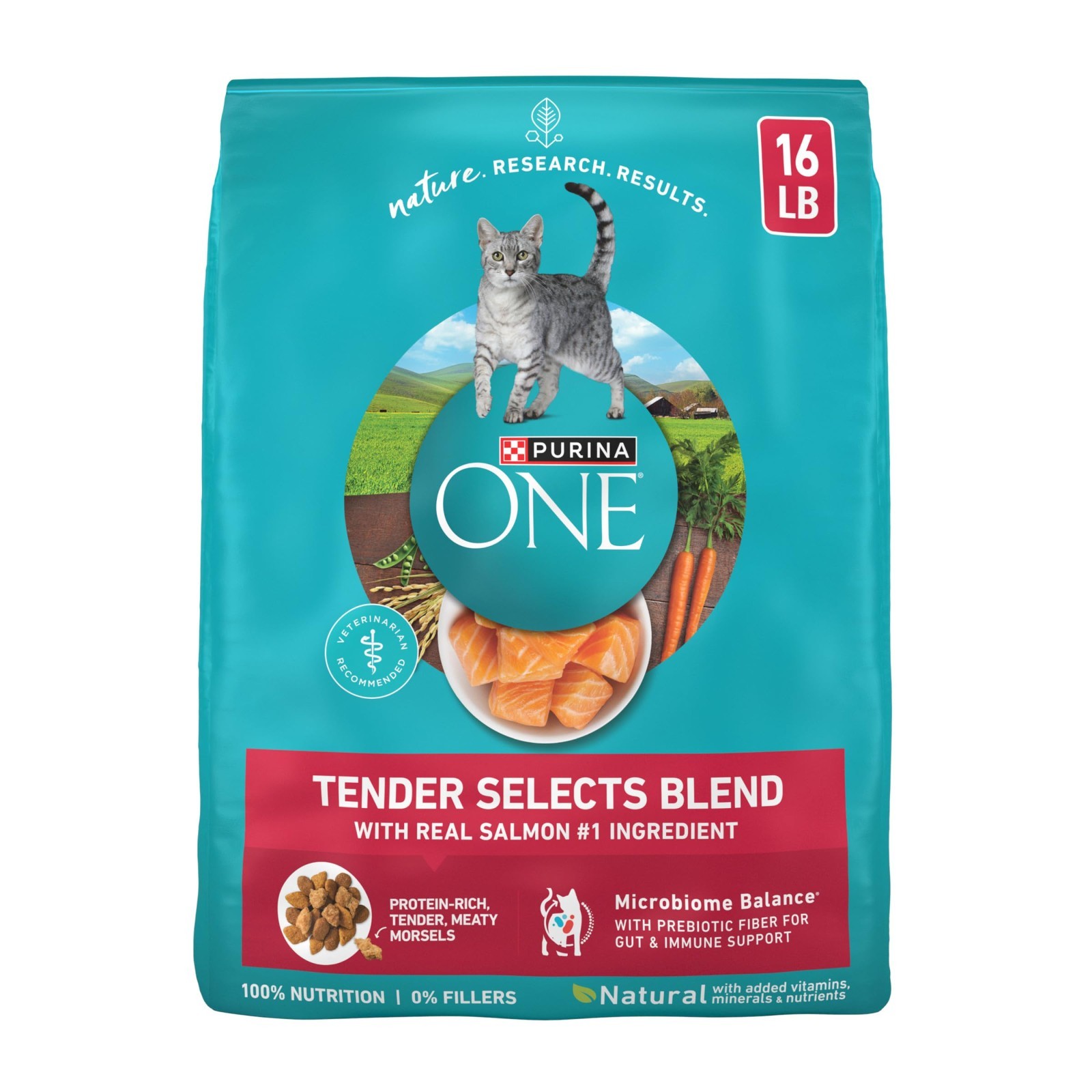 2 PACK Purina ONE Natural Dry Cat Food, Tender Selects Blend, Salmon – 16 lb.
