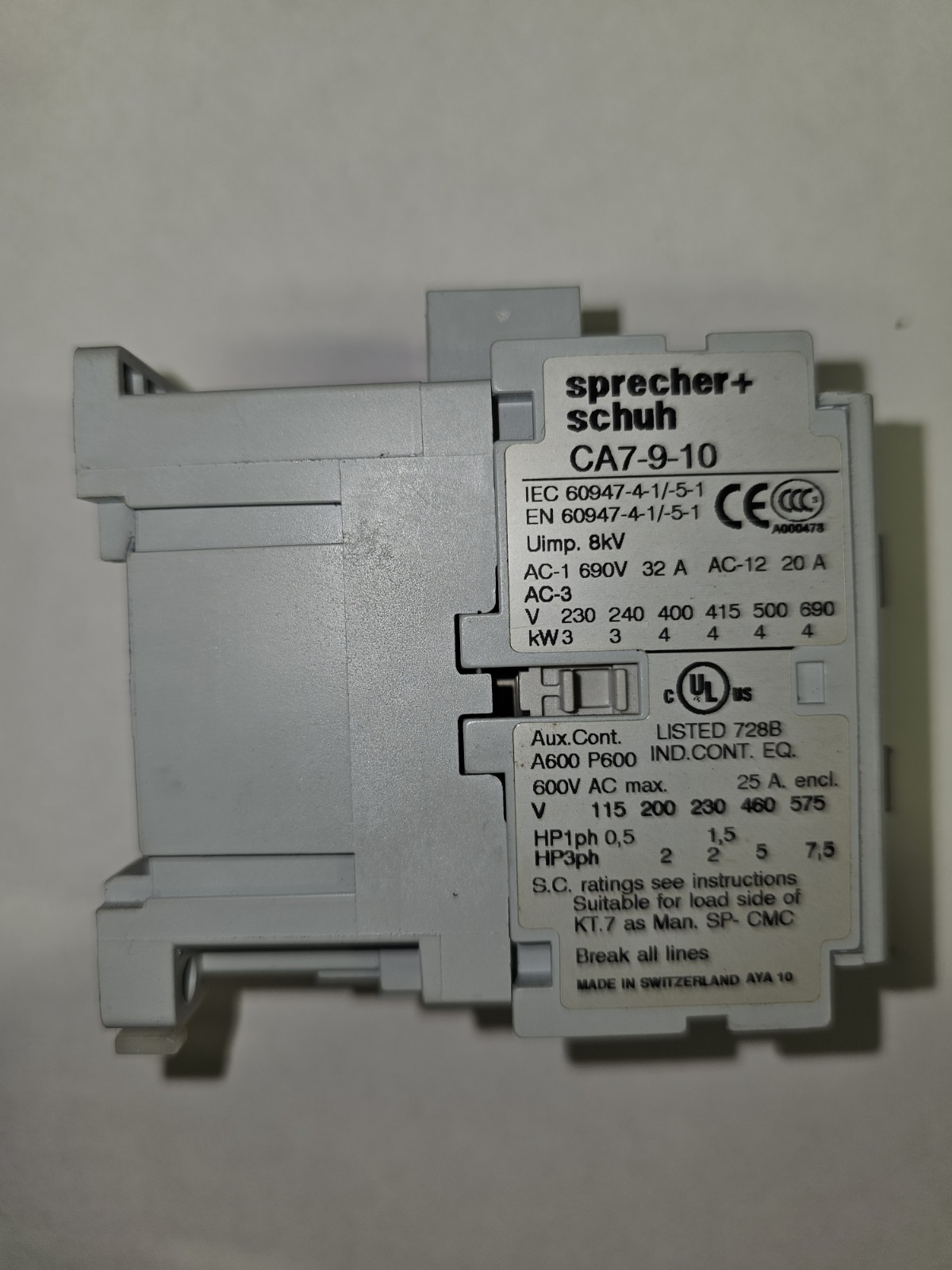 Speaker + Shoe Contactor CA7-9-10-220W