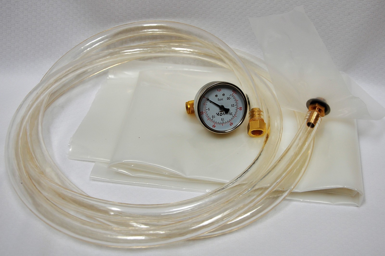 Vacuum Bagging Starter Hardware Kit:Poly Bag+Gauge Brass Connectors/Adapter+hose