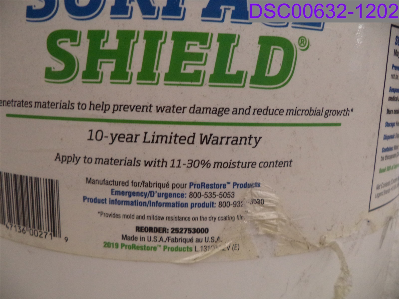 5 Gallon Bucket Surface Shield Prevent Water Damage/Reduce Microbial Growth