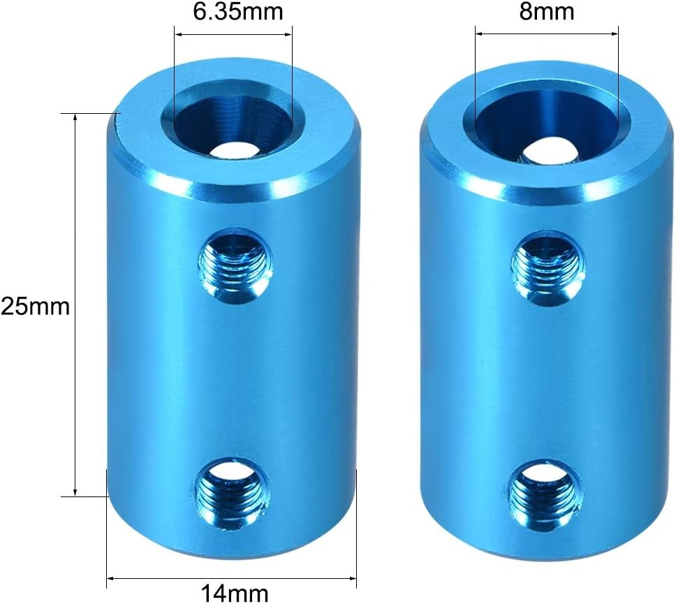 uxcell 1/4 inch to 8mm Bore Rigid Coupling Set Screw L25XD14 Aluminum Alloy,Shaf