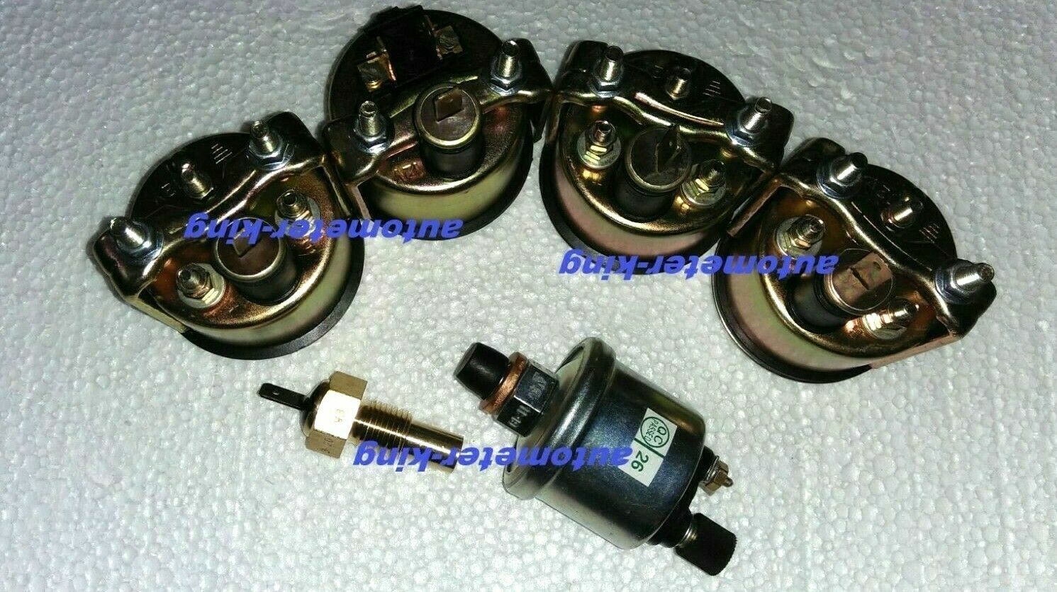 With Oil+temp Sender 52mm Electrical Oil Pressure + Temp + Volt + Fuel Gauge-Red