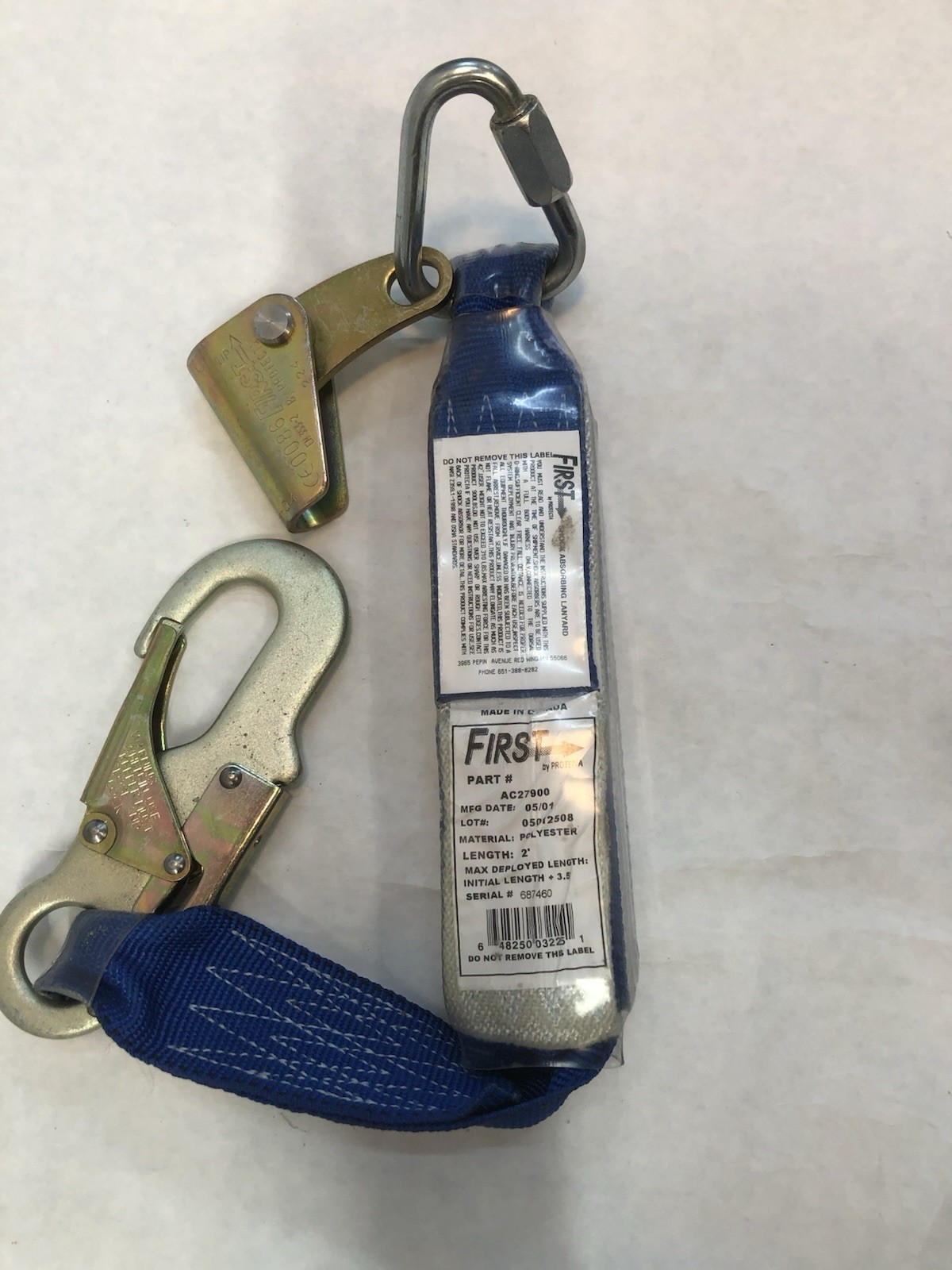 Protecta AB17510-standard Full Body Safety Harness Set Blue 2 ft Lanyard