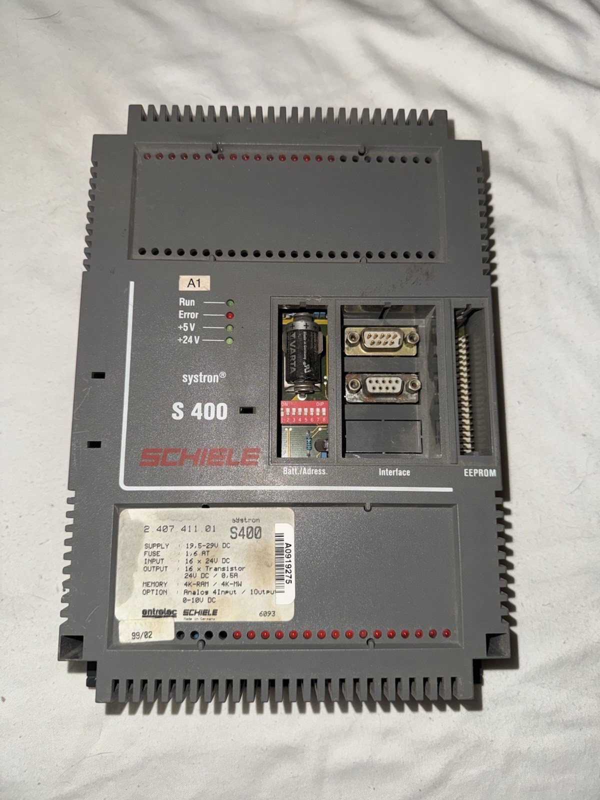 USED ABB SCHIELE SYSTRON S400 24VDC S400 LOGIC CONTROL 2.407,411.01